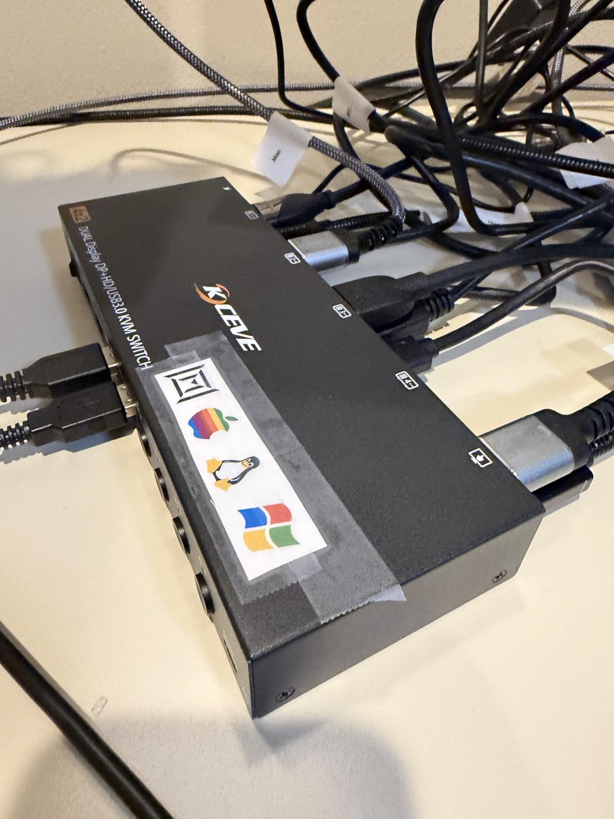 KVM Switch 2 Monitors 4 Computers HDMI + DisplayPort, KCEVE USB 3.0 DP KVM Switcher, 8K@30Hz/4k@144Hz DP KVM for 4 PC Share 2 Display and 4 USB 3.0 Devices customer photo 2