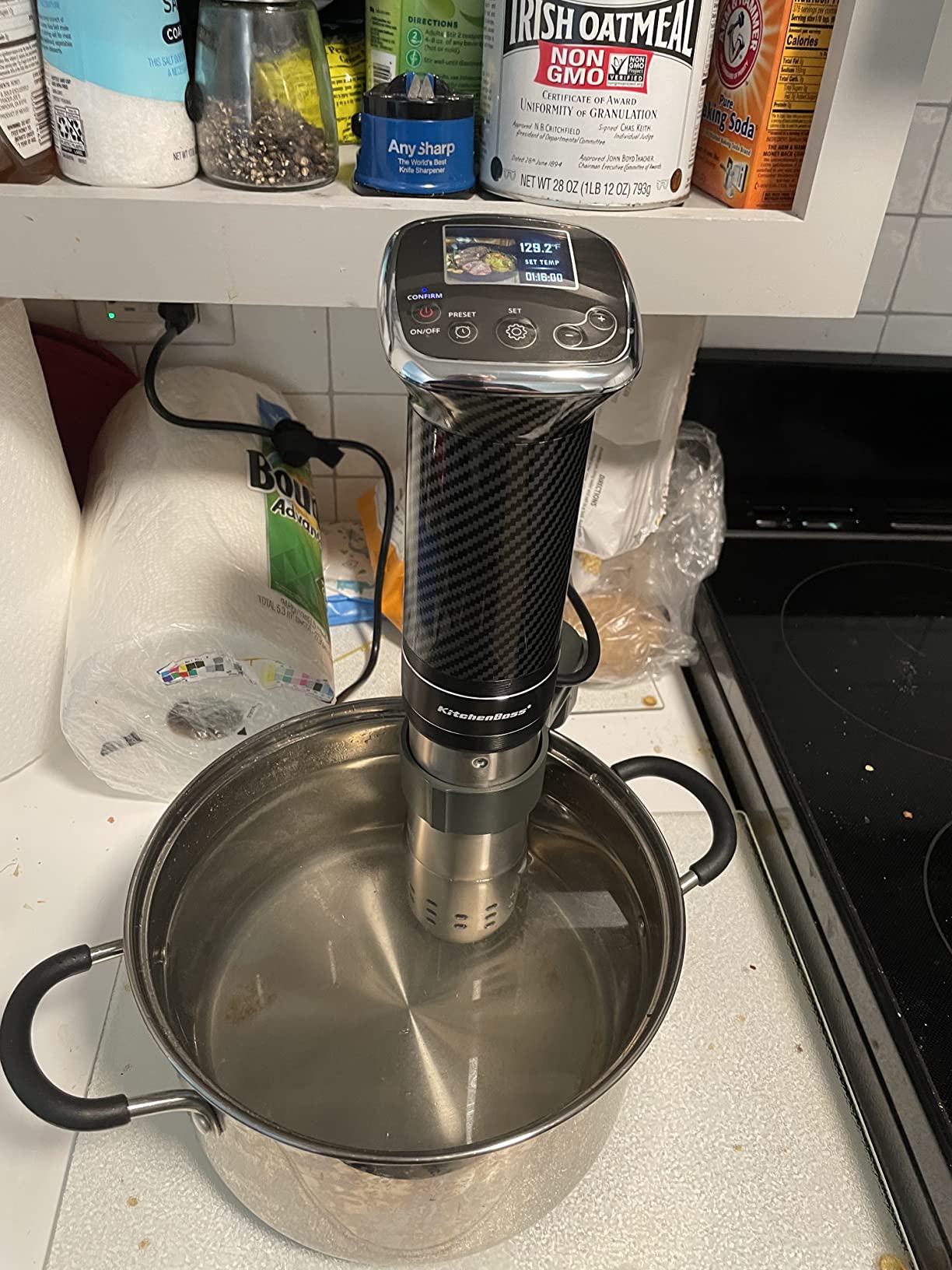 KitchenBoss Wifi Sous Vide Cooker: Sous Vide Machine Ultra-quiet 1100W Precision Cooking Machine Built-in TFT Recipes, IPX7 Waterproof customer photo 2