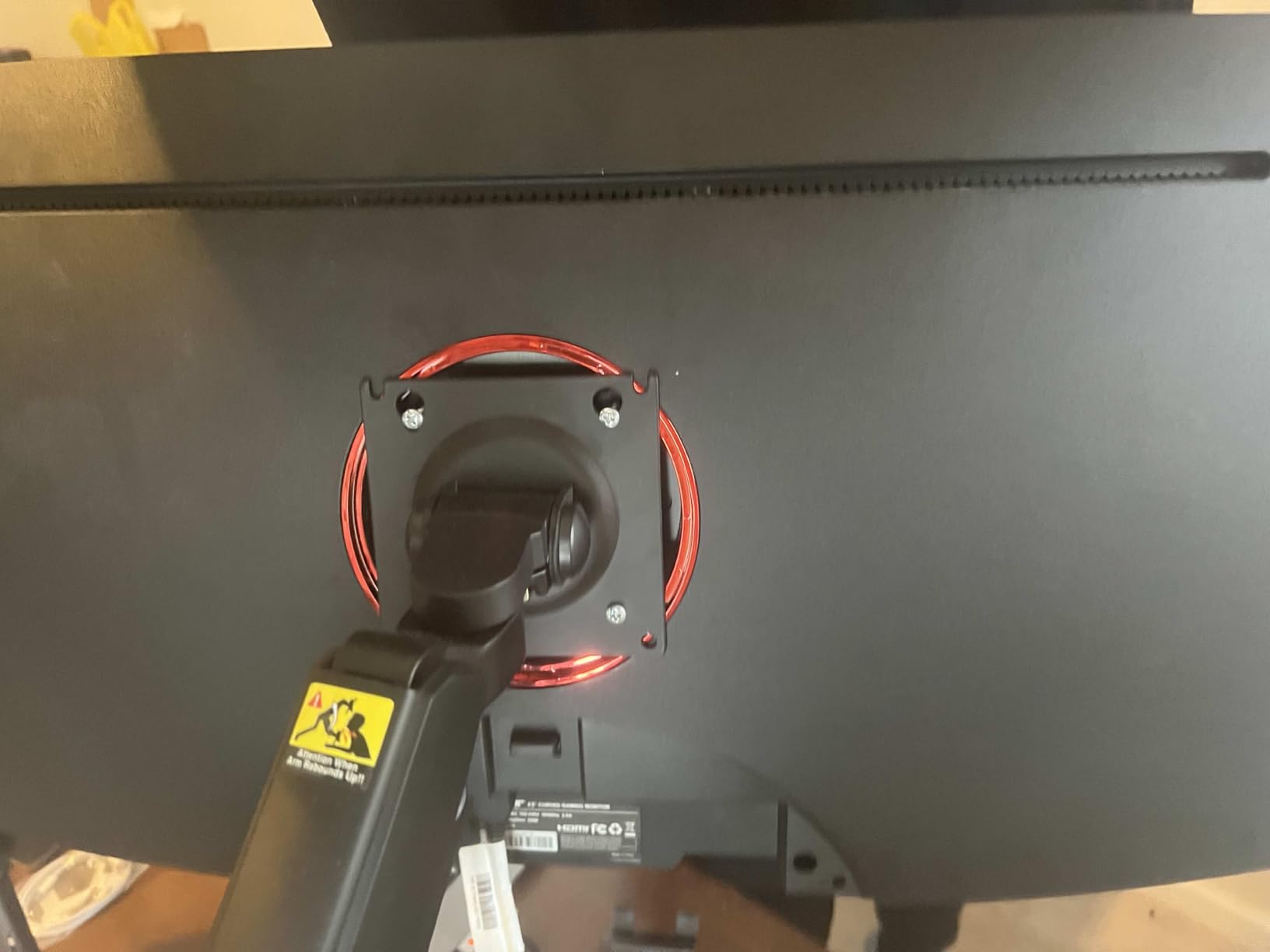 MOUNTUP Heavy Duty Monitor Arm for 49 inches, 44 lbs Curved Screens, Ultrawide Single Monitor Desk Mount, Monitors Stand for Samsung Odyssey G9 and More, VESA Mount with Clamp & Grommet Base customer photo 1
