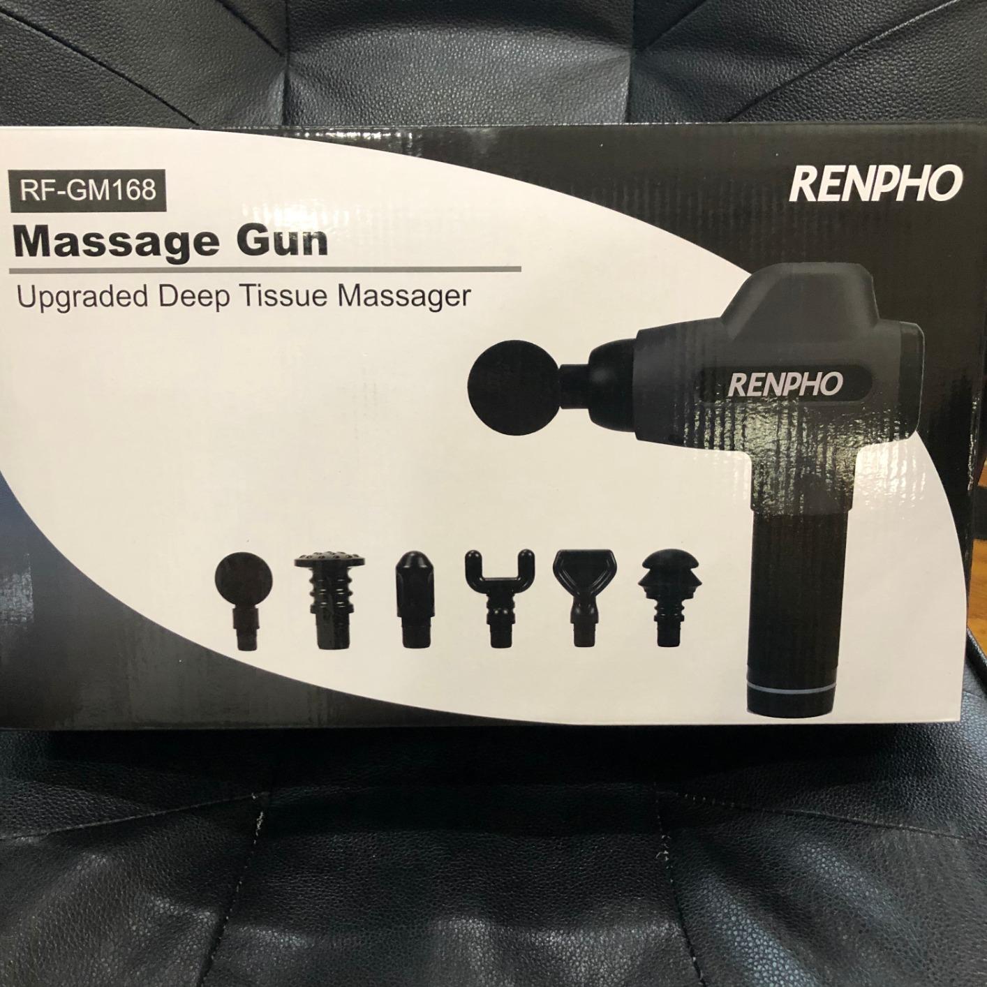 RENPHO Active+ Thermacool Massage Gun with Heat and Cold, Deep Tissue Percussion Massager for Back and Neck, Portable Handheld Massager with 5 Speeds, 5 Attachments, Carry Case, Black customer photo 1