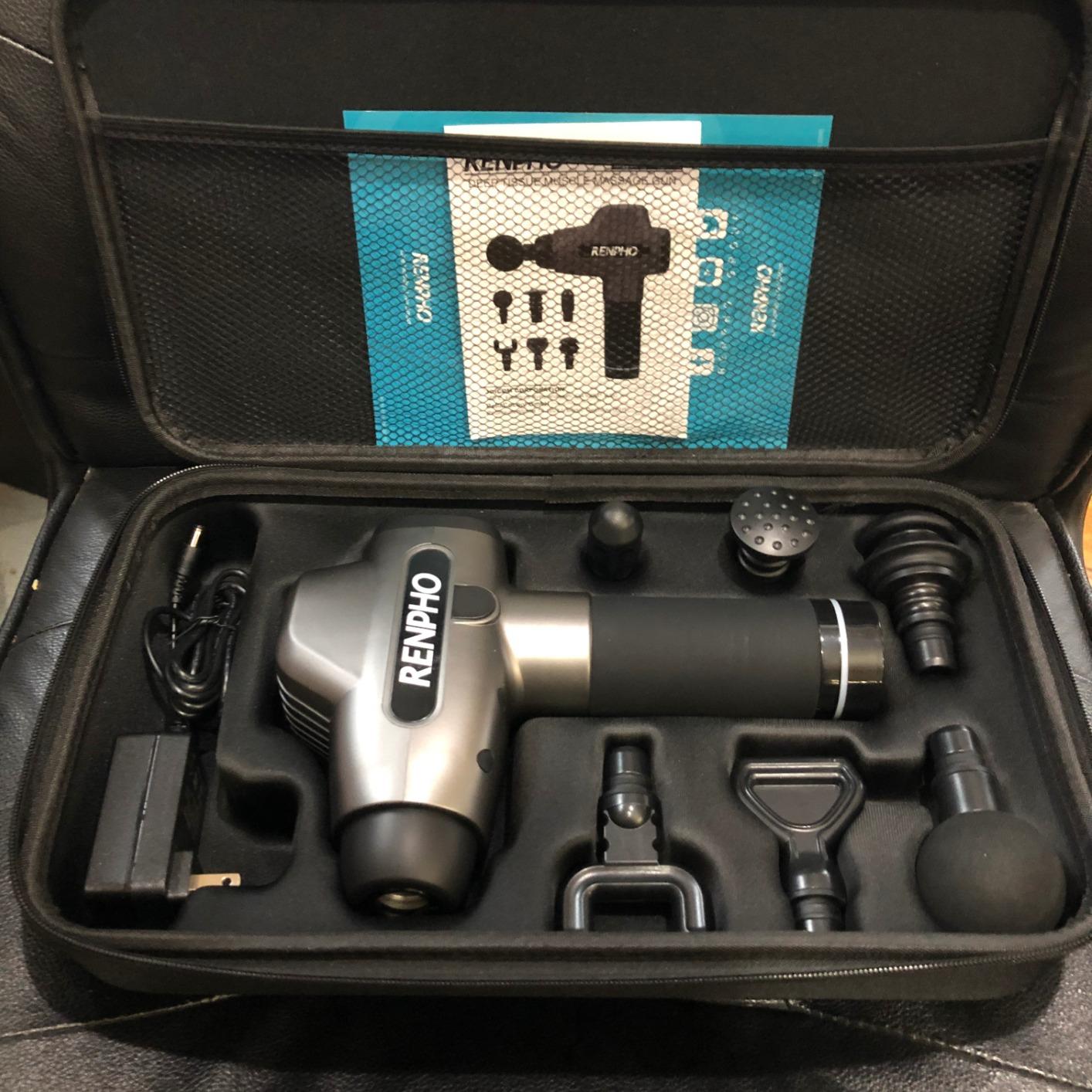 RENPHO Active+ Thermacool Massage Gun with Heat and Cold, Deep Tissue Percussion Massager for Back and Neck, Portable Handheld Massager with 5 Speeds, 5 Attachments, Carry Case, Black customer photo 2