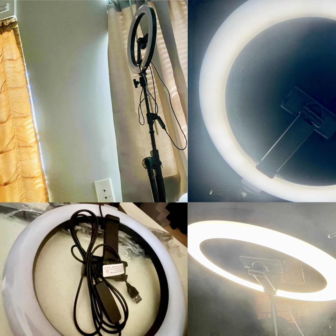 Ring Light with Stand for Desk, Adjustable Overhead Phone Mount with 10