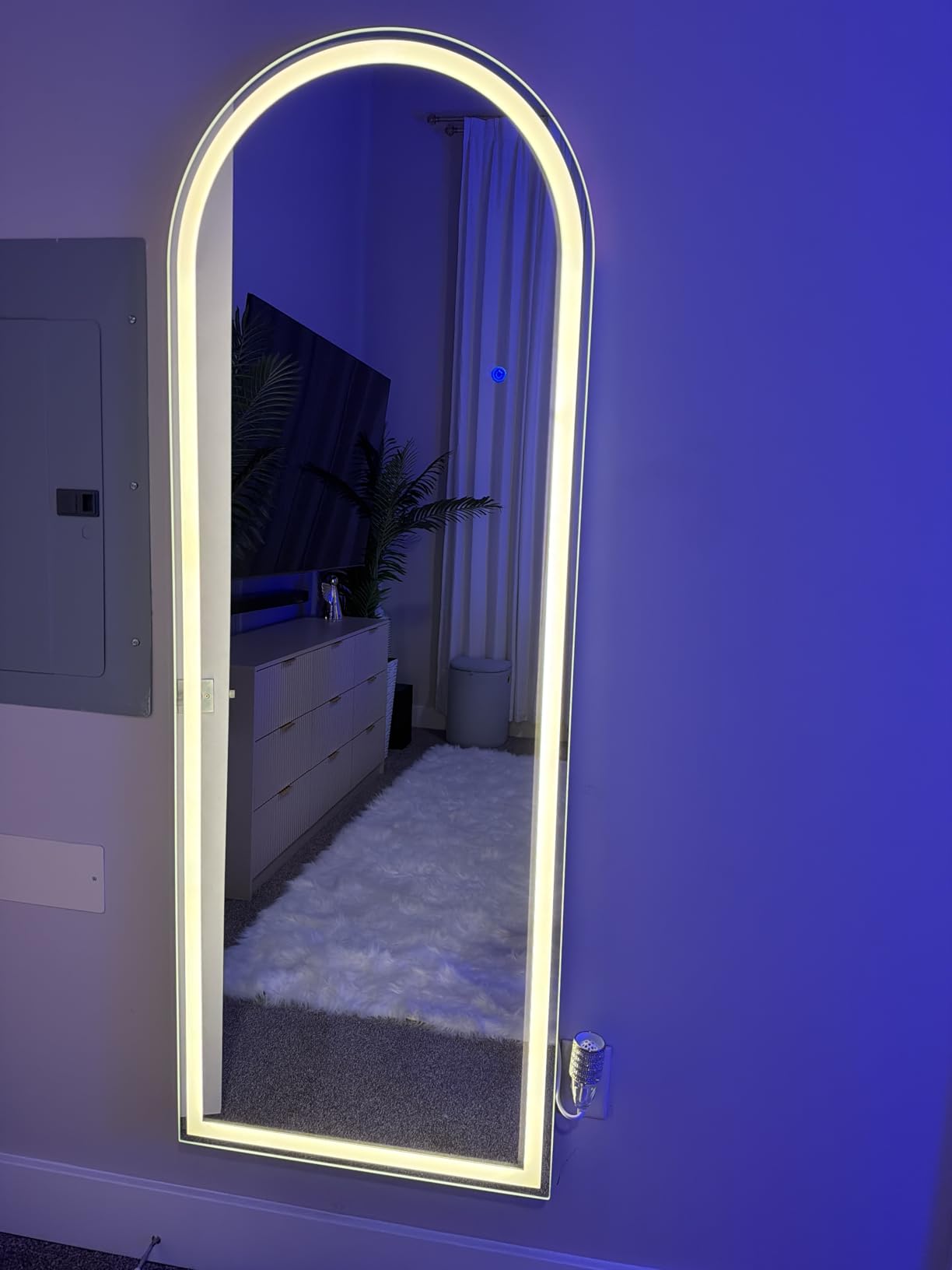Koonmi Full Length Mirror Door Hanging with LED Lights 48