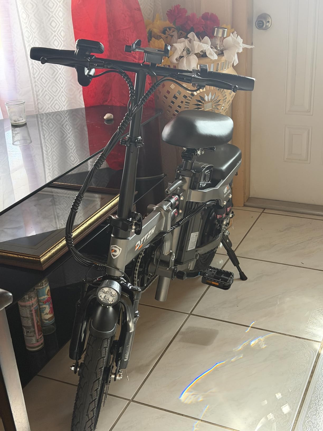 1000W 28MPH Foldable Ebike with Keyless Ignition, 48V 15Ah 60Miles Range Folding Electric Bike, 14