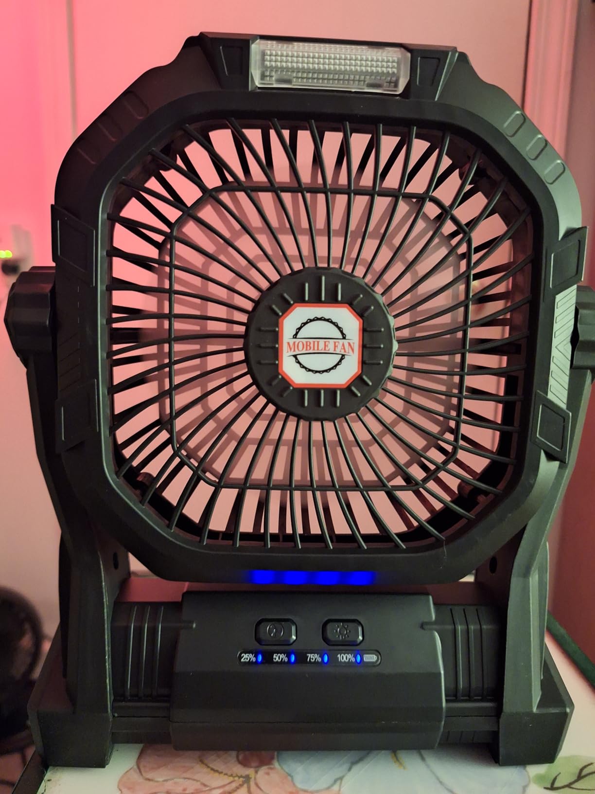 Camping Fan Rechargeable, 20000mAh Battery Powered Portable Fan with LED Light & Hook, 4-Speed 270 Adjustable, Camping Essentials for Tent, Travel, Car, Outdoor, Indoor, BBQ, Fishing, Jobsite customer photo 2