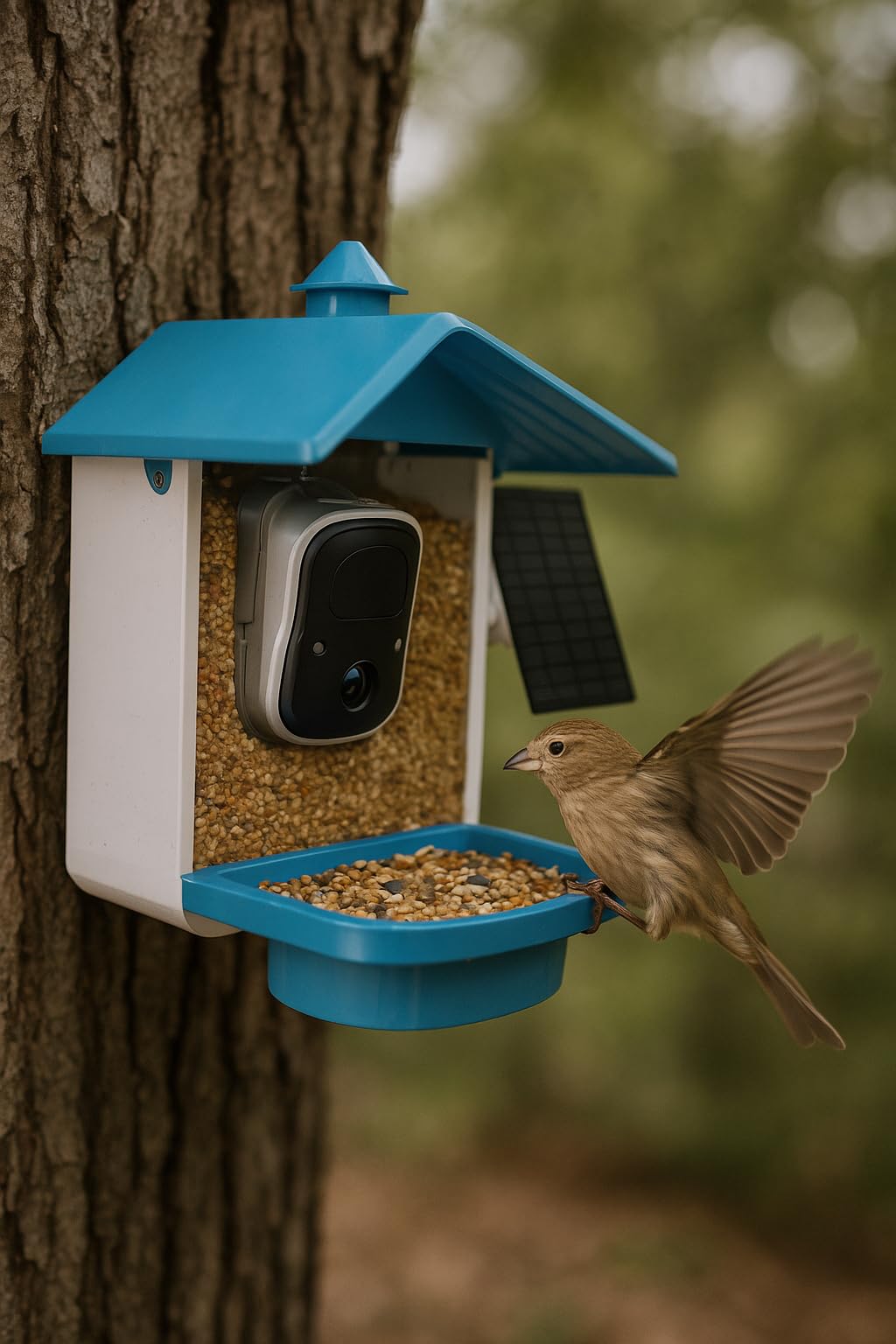 Bird Feeder with Camera for Outdoor, INKCKU 2K Solar Powered Bird Watching Camera, AI Identify Birds Species, Auto Capture Videos, Instant Arrival Alerts, Garden Decor, Gift for Mom Dad, Blue customer photo 1
