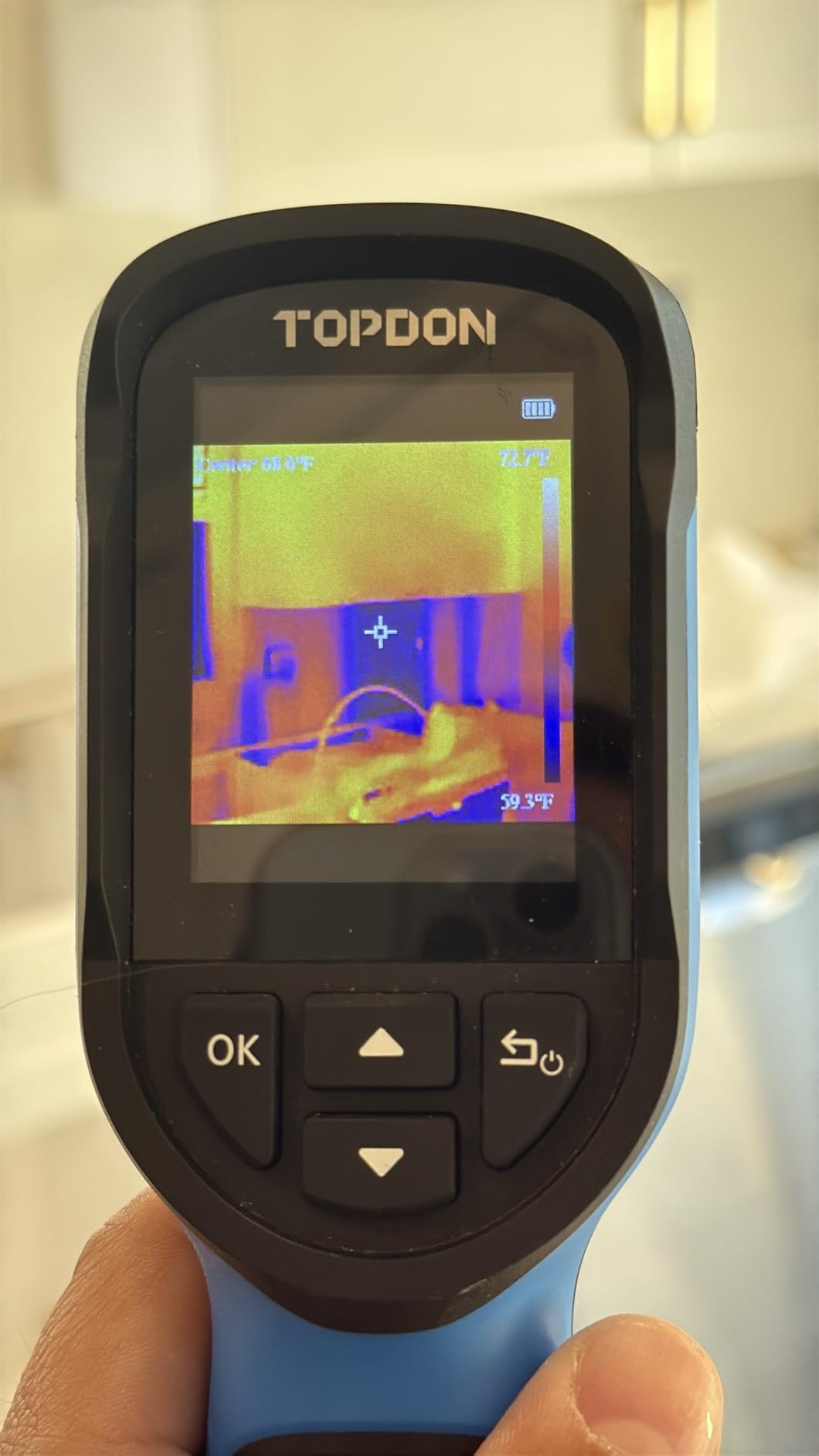 TOPDON TC004 Mini Thermal Imaging Camera, 240 x 240 TISR Resolution, 15-Hour Battery Life, 128 x 128 IR Resolution, 25Hz Handheld Infrared Camera with High/Low Temp Alerts, Auto Shutdown- Blue customer photo 2