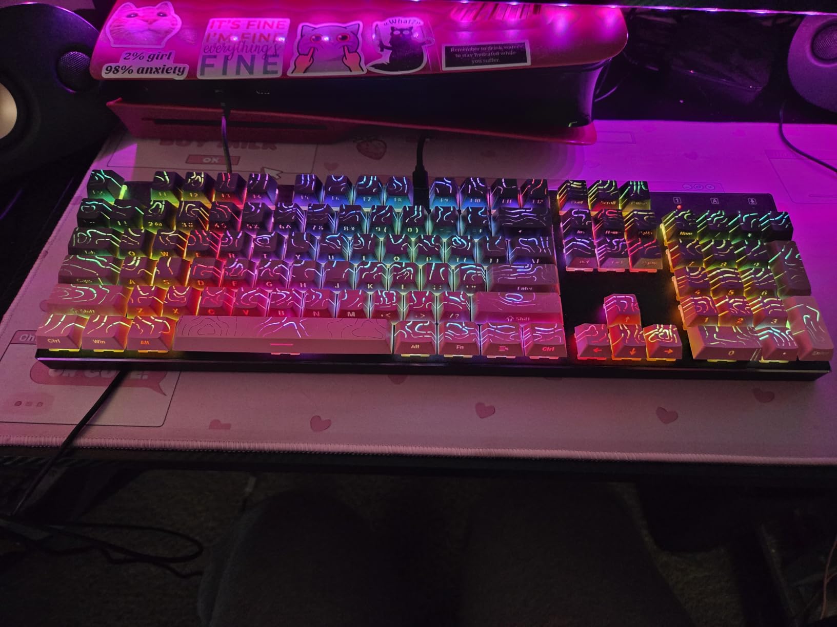 FunHub Shine Through PBT Keycaps - Black Double Shot Side Printed Backlit Keycaps Set 133 Keys 60% 65% 75% 100% Cherry Profile, Gradient Topographic Custom Key Caps for MX Switch Gaming Keyboards customer photo 1