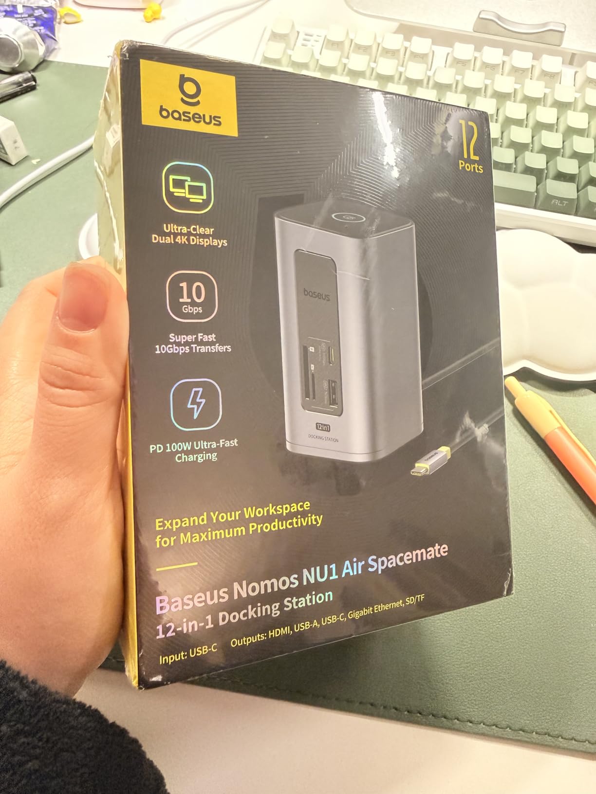 Baseus Docking Station Dual Monitor, Nomos Win Air(12 in 1) Laptop Dock, 2*4K HDMI, 10Gbps USB Ports, 1Gbps Ethernet, PD 100W(No Power Adapter), USB C Docking Station for Dell/HP/Lenovo/Asus/Acer/Mac customer photo 1