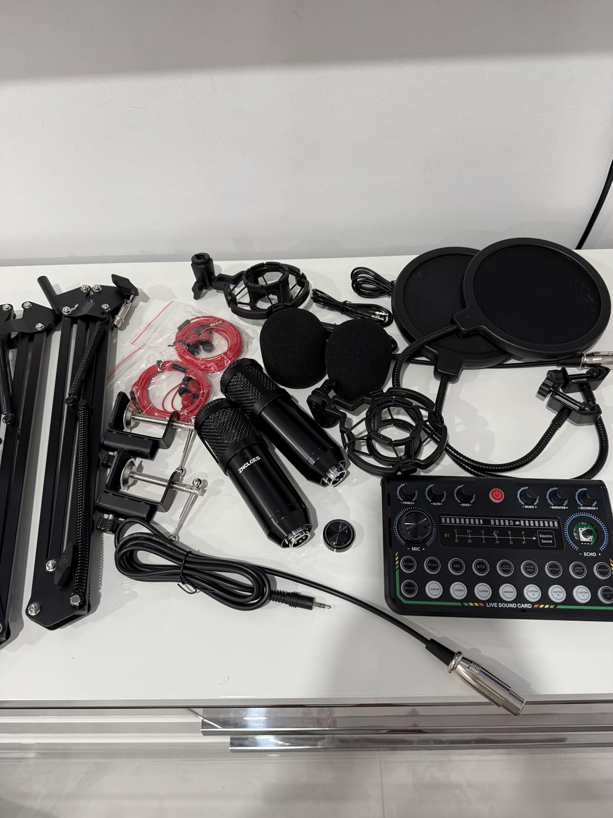 2025 Upgraded Podcast Equipment Bundle for 2, Recording Studio Package with Pro Audio Interface(4 Customize SE) and Podcast Microphone for Gamer Podcasting, Recording, Singing, Streaming customer photo 1