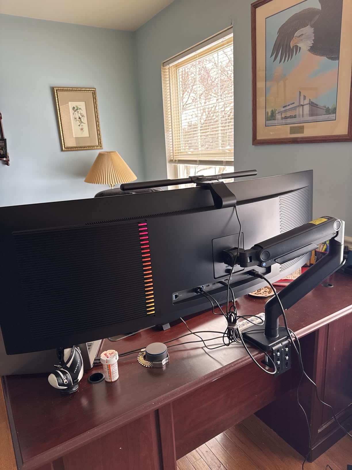 VIVO Heavy Duty Aluminum Ultrawide Monitor Tension Arm for up to 49 inch Screens, Holds 44 lbs, Premium Desk Mount Stand Designed for Samsung Odyssey G9, Black, STAND-V101V customer photo 1