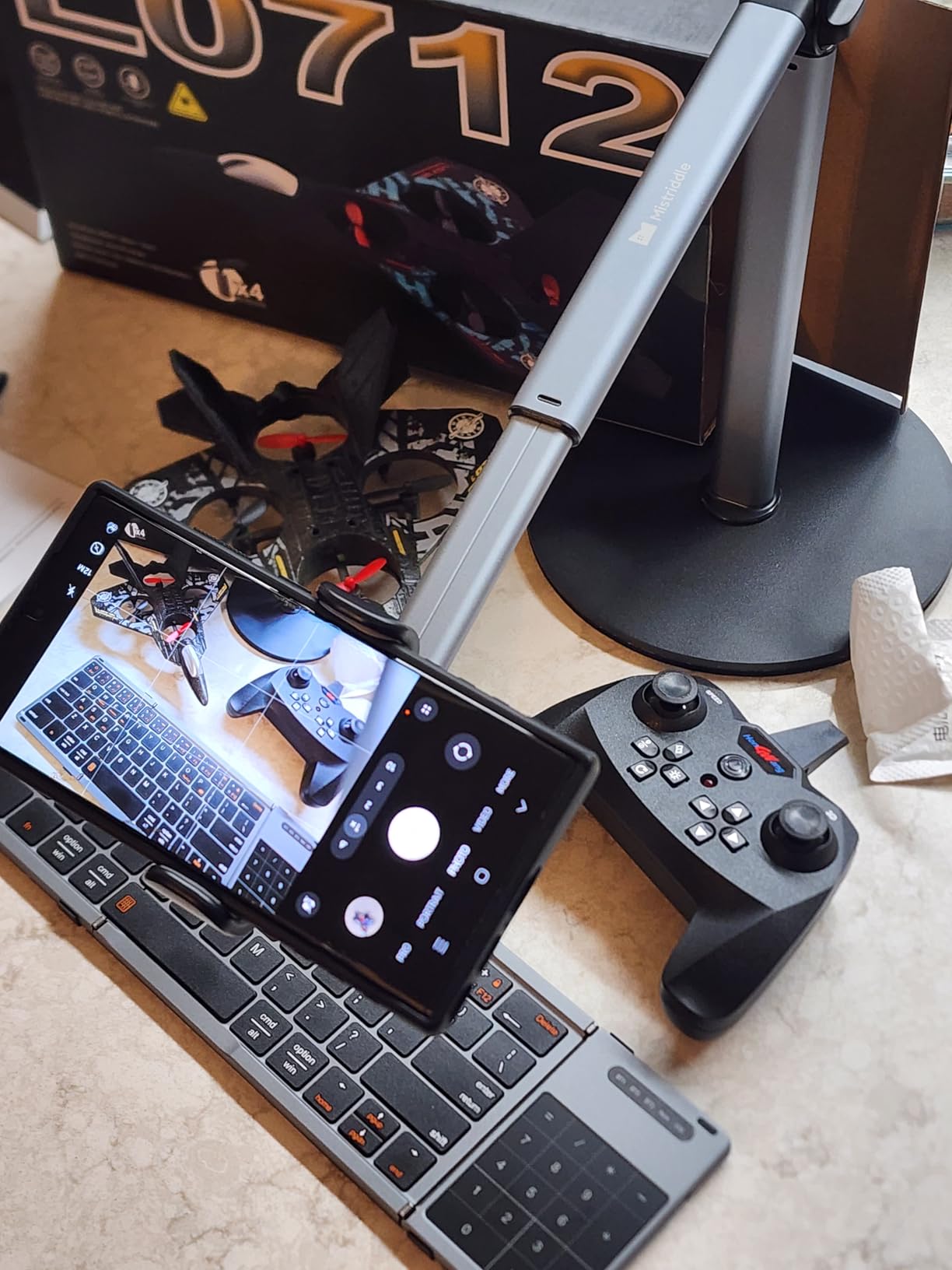 Heavy Duty Aluminum Overhead Phone Stand for Recording, Adjustable iPhone Tripod for Overhead Shots, Sturdy Stand for Cooking, Crafting, Filming, Painting - Perfect for Creators customer photo 2