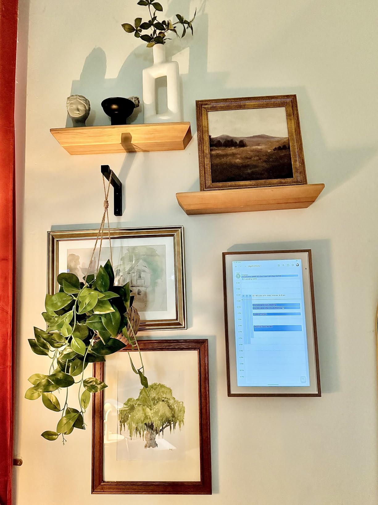 Apolosign 15.6-inch Digital Calendar: Dual Mode Smart Wall Planner, Electronic Touchscreen Interactive Display for Family Schedules - Teak customer photo 1