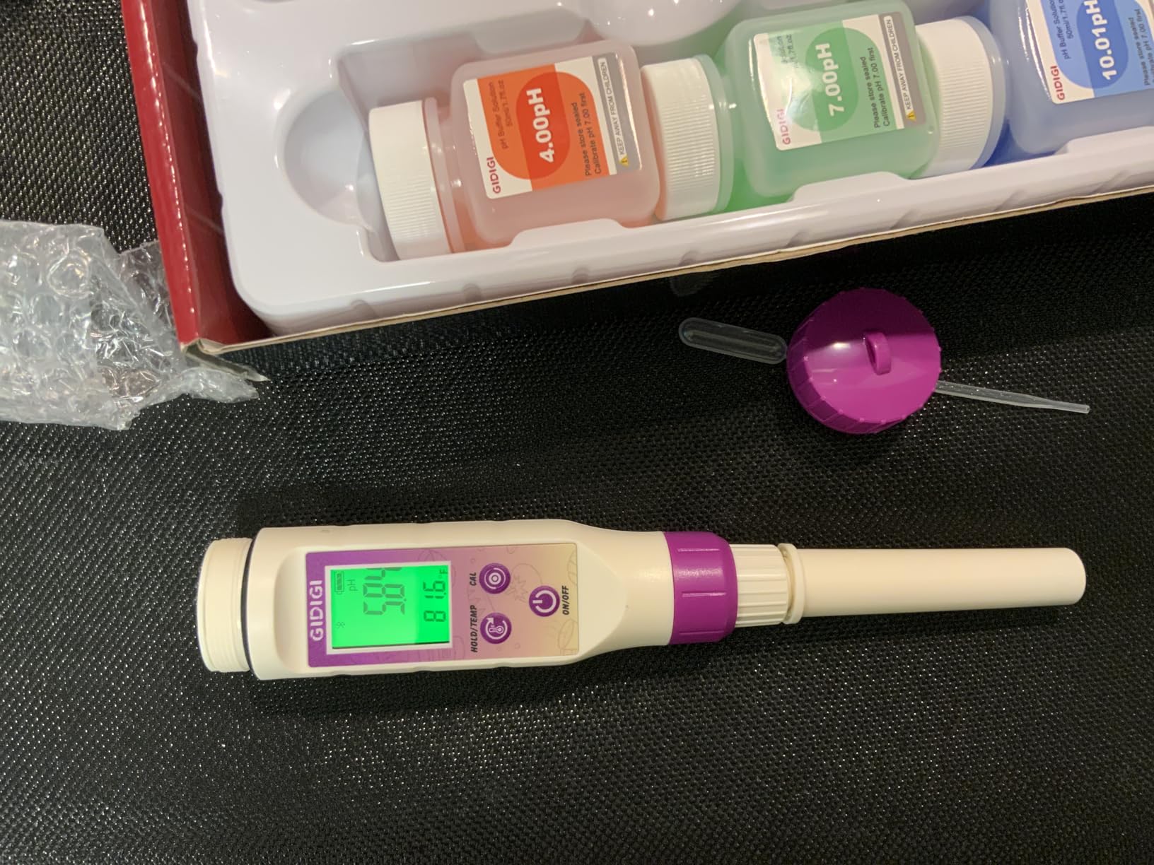 pH Meter Food Digital Electronic pH Tester for Fermentation 3*50ml pH Buffer Calibration Solution Kits Hot Sauce Food Tester Probe for Cheese Sourdough pH Temperature pH Test Strips for Acidity customer photo 2