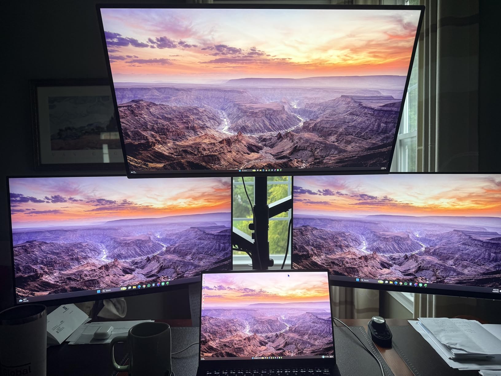 Triple Monitor Mount for up to 35-inch Screens - Heavy Duty Ultrawide Stand with Fully Adjustable, 12kg Gas Spring Arm (Each), VESA 75×75/100×100 mm, Black customer photo 2