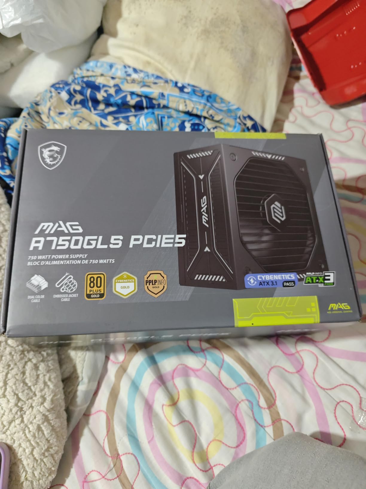 MSI MAG A750GLS PCIE5, Fully Modular Compact Gaming 750W Power Supply, 80+ Gold, ATX 3.1 & PCIe 5.1 Ready, Native Dual-Color 12V-2x6 Cable, Low-Noise, Embossed Jacket Cables, 10 Year Warranty customer photo 2