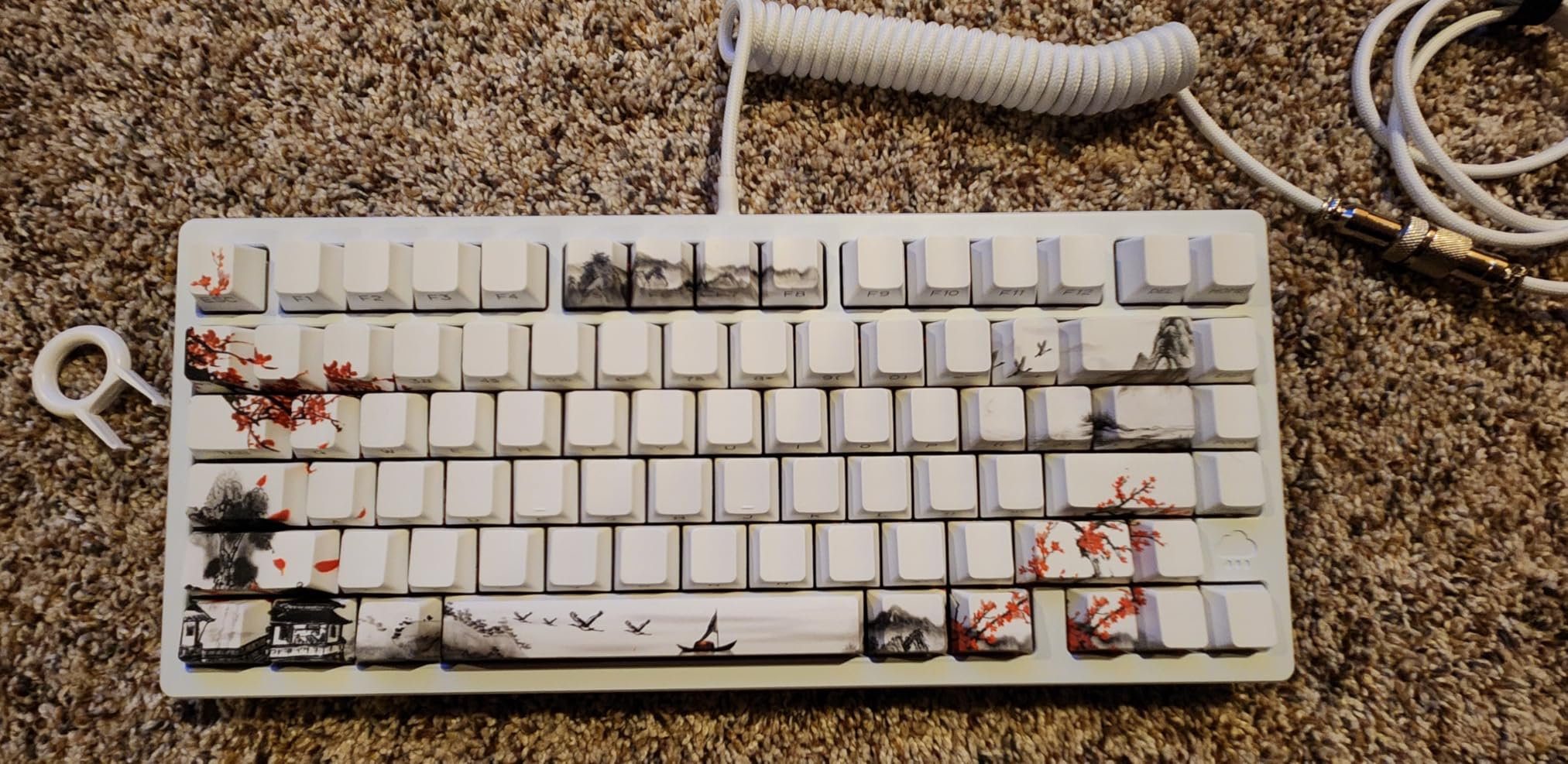 Womier PBT Keycaps Set 130 Keys, Custom White Japanese Keyboard Doubleshot Dye Sub Side Print Shine Through Keycaps 60 65 75 100 Percent, Cherry Profile (Ink Painting) customer photo 2