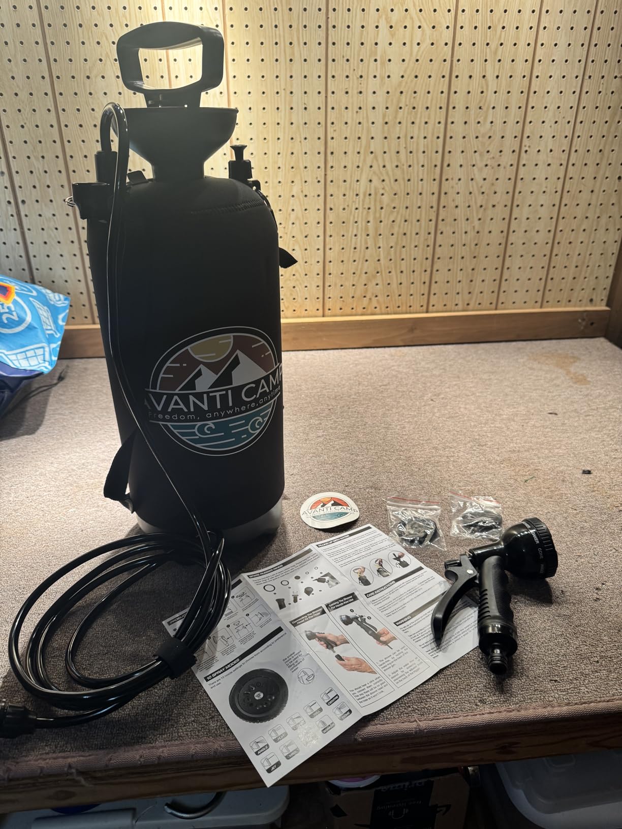 AVANTI CAMP Pressurized Camping Shower - 8L/2.1 Gal Portable Beach Shower with Hand Pump and 10 Spray Modes, No Power Needed customer photo 1