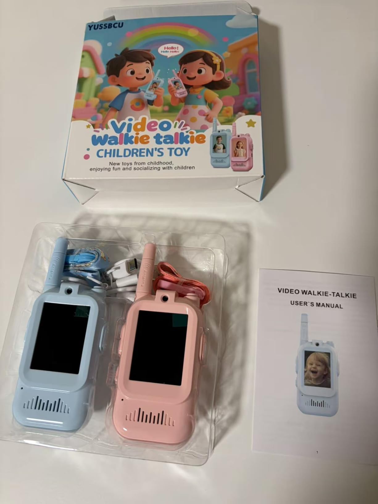 Kids Video Walkie Talkies, 2 Pack Long Range Walkie-Talkie for Kids, Rechargeable Video Call Toys for Indoor, Camping, Hiking, Travel, Christmas Birthday Gift for Boys Girls Age 3-5 (Blue/Pink) customer photo 1