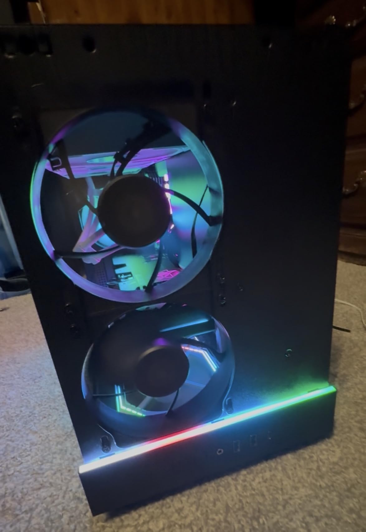 GAMDIAS Micro-Tower Gaming Case, Walnut Front Panel& Side Tempered Glass, 3×120mm Prebuilt Fan, Support Dual 360mm Radiators, micro‑ATX/Mini‑ITX, USB 3.0x2& Type Cx1, Front‑Mounted PSU ATHENA M4M WOOD customer photo 1