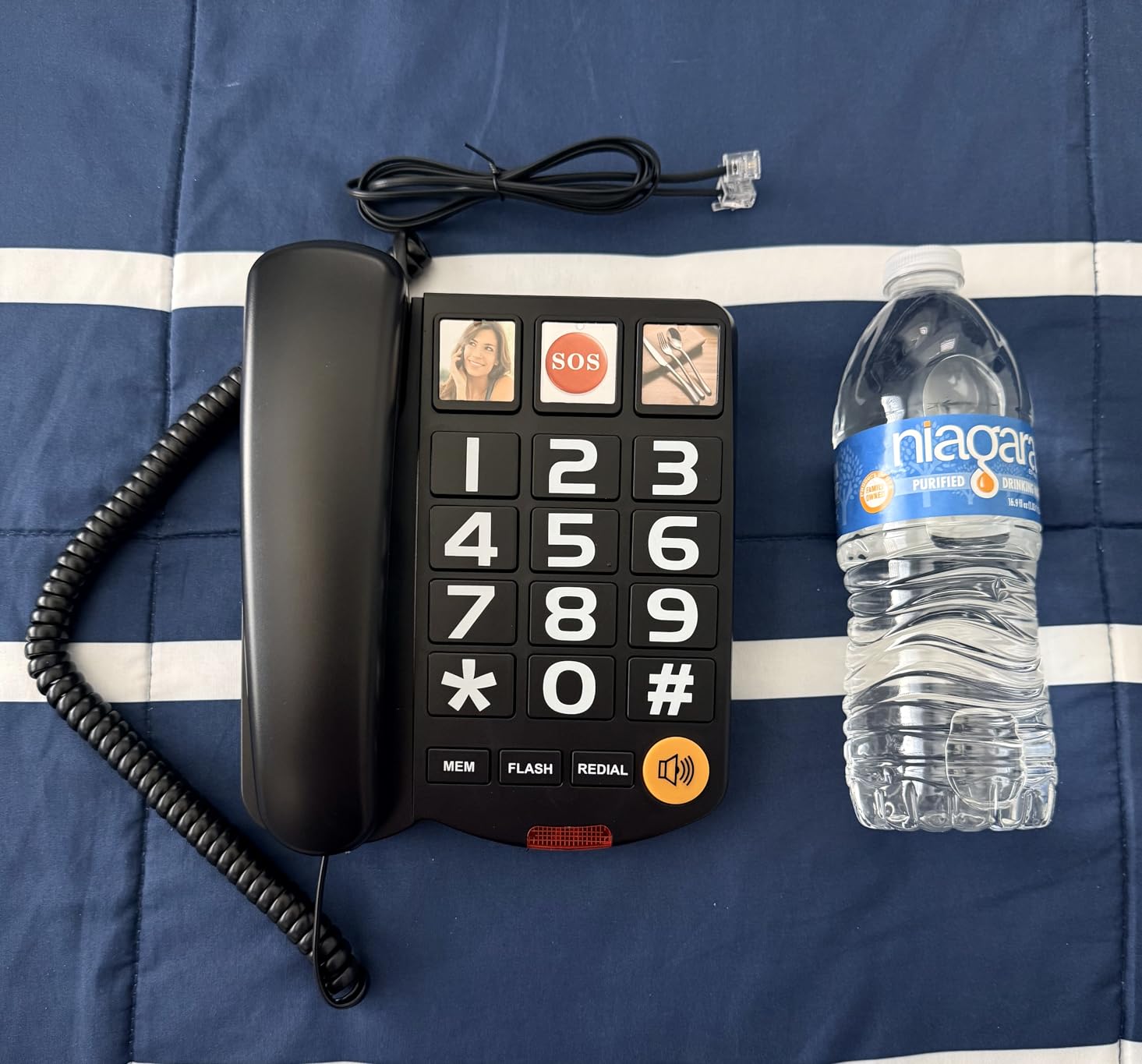 Extra-Loud (110dB) Landline Phone for Seniors & Hearing Impaired - Hearing Aid Compatible, Large Button Corded Phone with 3 Photo Speed Dial, Speakerphone,Easy for Alzheimers Visually Impaired - White customer photo 1