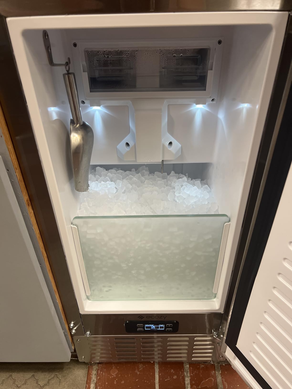ecozy Under Counter Nugget Ice Maker Machine, Built-in & Freestanding, Horizontal Handle, Reversible Door, 66 Lbs/Day, Thickened Viewing Glass Window customer photo 2
