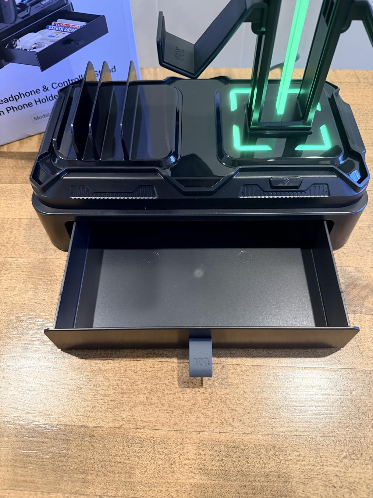 KDD Headphone Stand with USB A&C Charger Ports - RGB Controller Stand with Detachable Hooks - Rotatable Headset Hanger & Device Slot customer photo 2