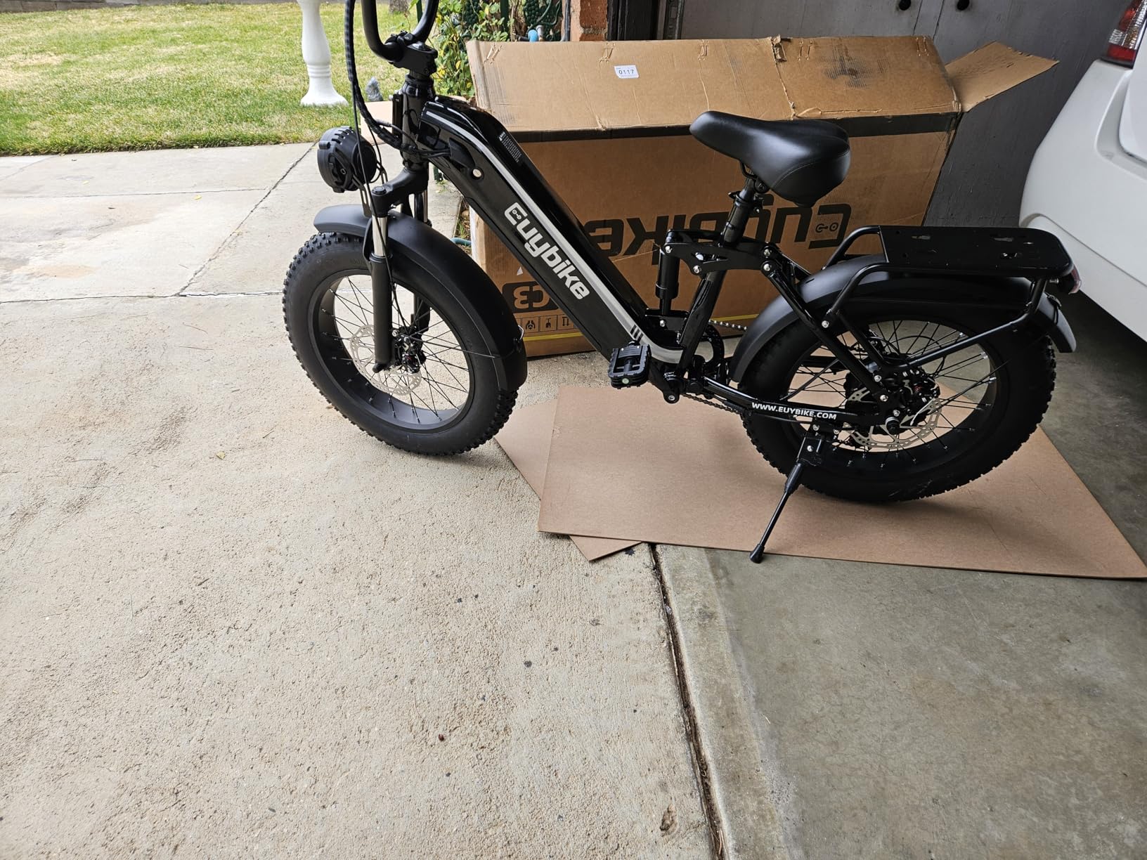 EUYBIKE Electric Bike for Adults 1400W Peak, 48V 20AH(960WH) Removable Battery, 20''x4'' Fat Tire Full Suspension 80 Miles Range Step-Thru 30+MPH Hunting Ebike, 7-Speed Dual Brakes Electric Bicycle customer photo 1