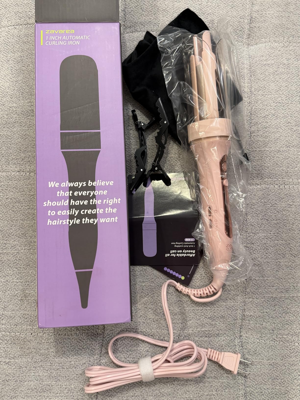 ZAVAREA Automatic Rotating Curling Iron for Long Hair - 1 Inch Curling Wand for Beach Waves & Loose Curls, Easy Hair Curler for Beginners, Anti-Scald & Frizz-Free, Dual Voltage for Travel customer photo 1