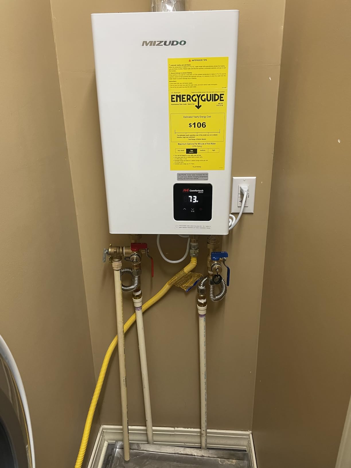 11kW Tankless Water Heater Electric, MIZUDO 240 Volt Instant Hot Water Heater, Up to 2.6 GPM for 1-2 Point of Use, with LED Digital Display, ETL Certified customer photo 1