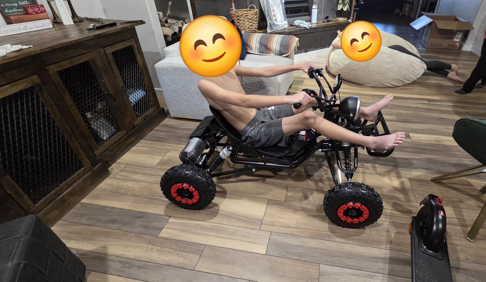 Electric Go Kart, 2000W Motor Go Kart for Adults & Kids with Premium Steel Tubular Frame, 3 Speed Off-Road Kart with 6'' Tires, Hydraulic/Rear Disc Brake, Up to 30MPH (Black, 53.2''L*35.5''W*30''H) customer photo 2