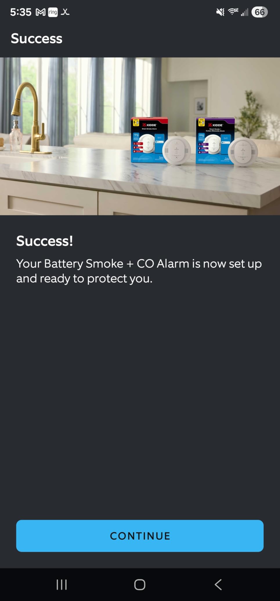 Kidde Smart Smoke and Carbon Monoxide Detector, Ring App Enabled for Real-Time Notifications, Wire-Free Interconnectivity, AA Battery Powered customer photo 1