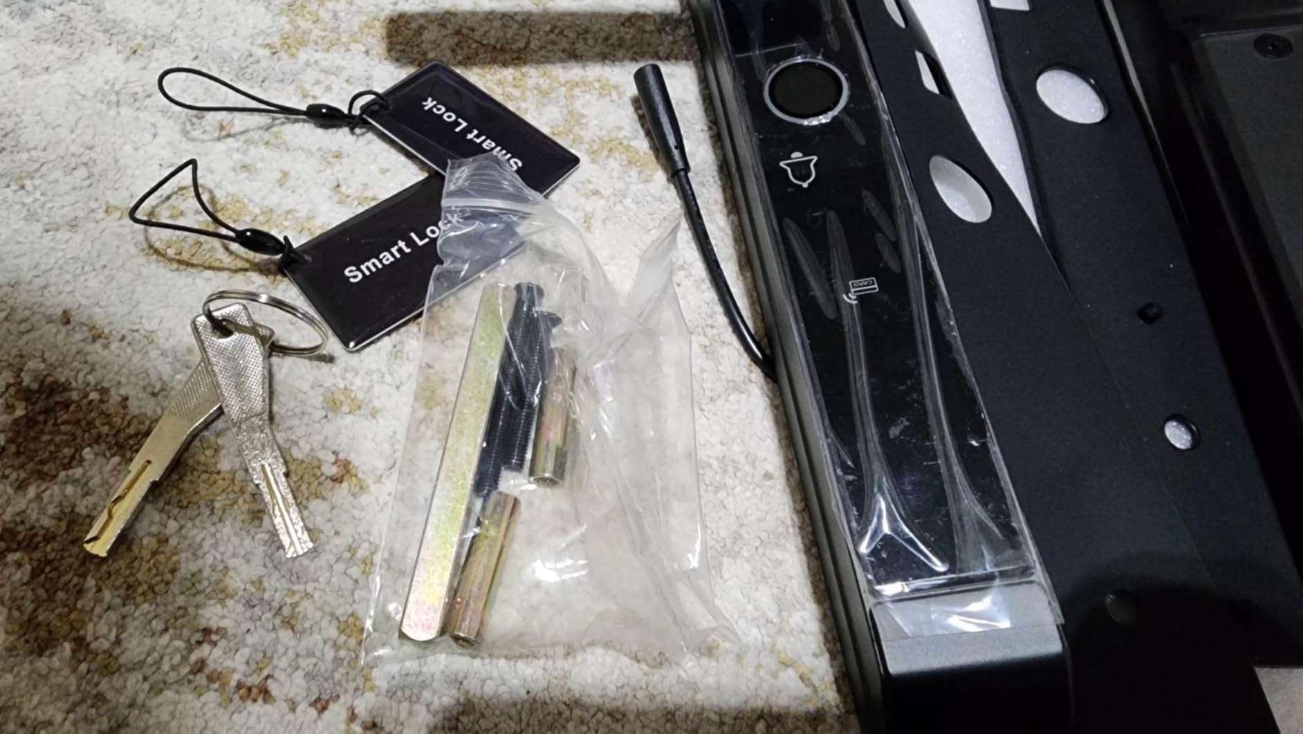 Sliding Door Smart Lock, Sliding Glass Door Lock with Fingerprint, JNZCH Smart Mortise Lock with App Control, IC Card, Keys, Anti-Peep Touchscreen, Perfect for Patio, Home (Black) customer photo 1