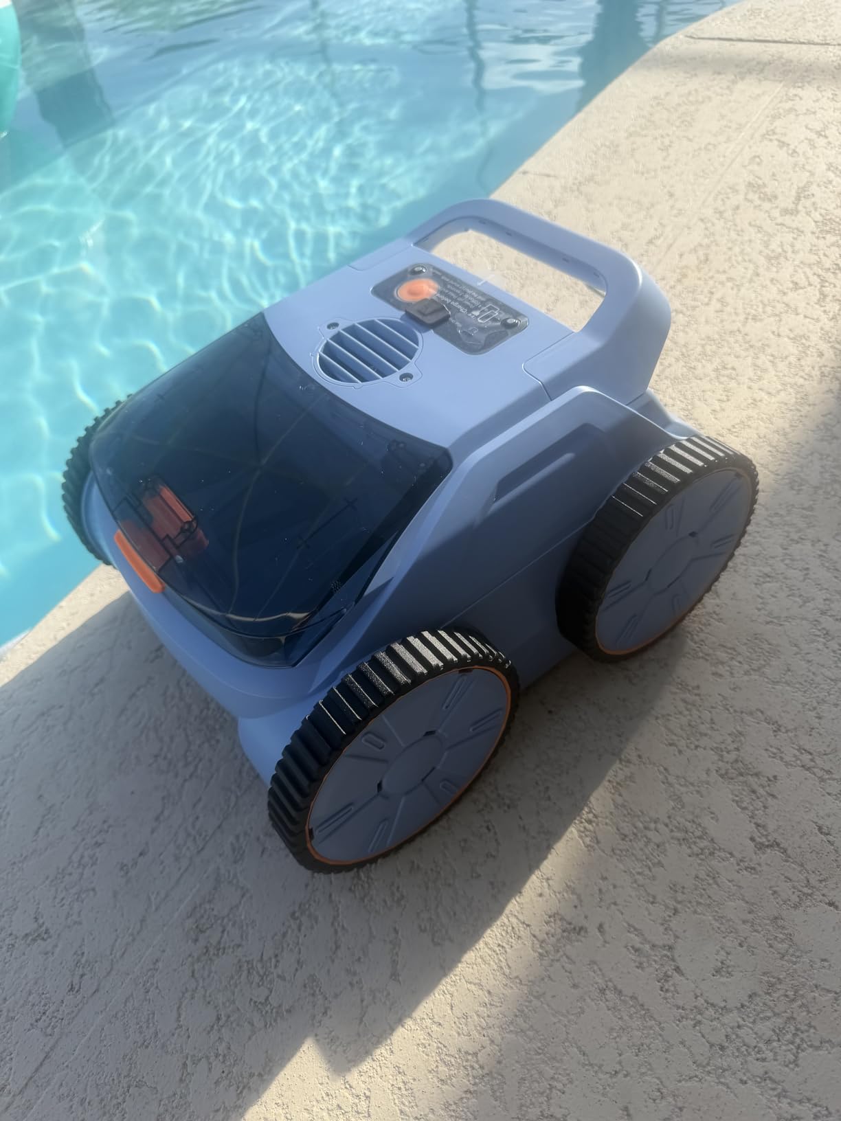 Cordless Robotic Pool Cleaner, 180 Mins Runtime Self-Parking Pool Vacuum for Above Ground Pools, Wall Climbing Automatic Pool Robot - NOT Suitable for Pools with Sharp Steps/Raised Drains customer photo 2