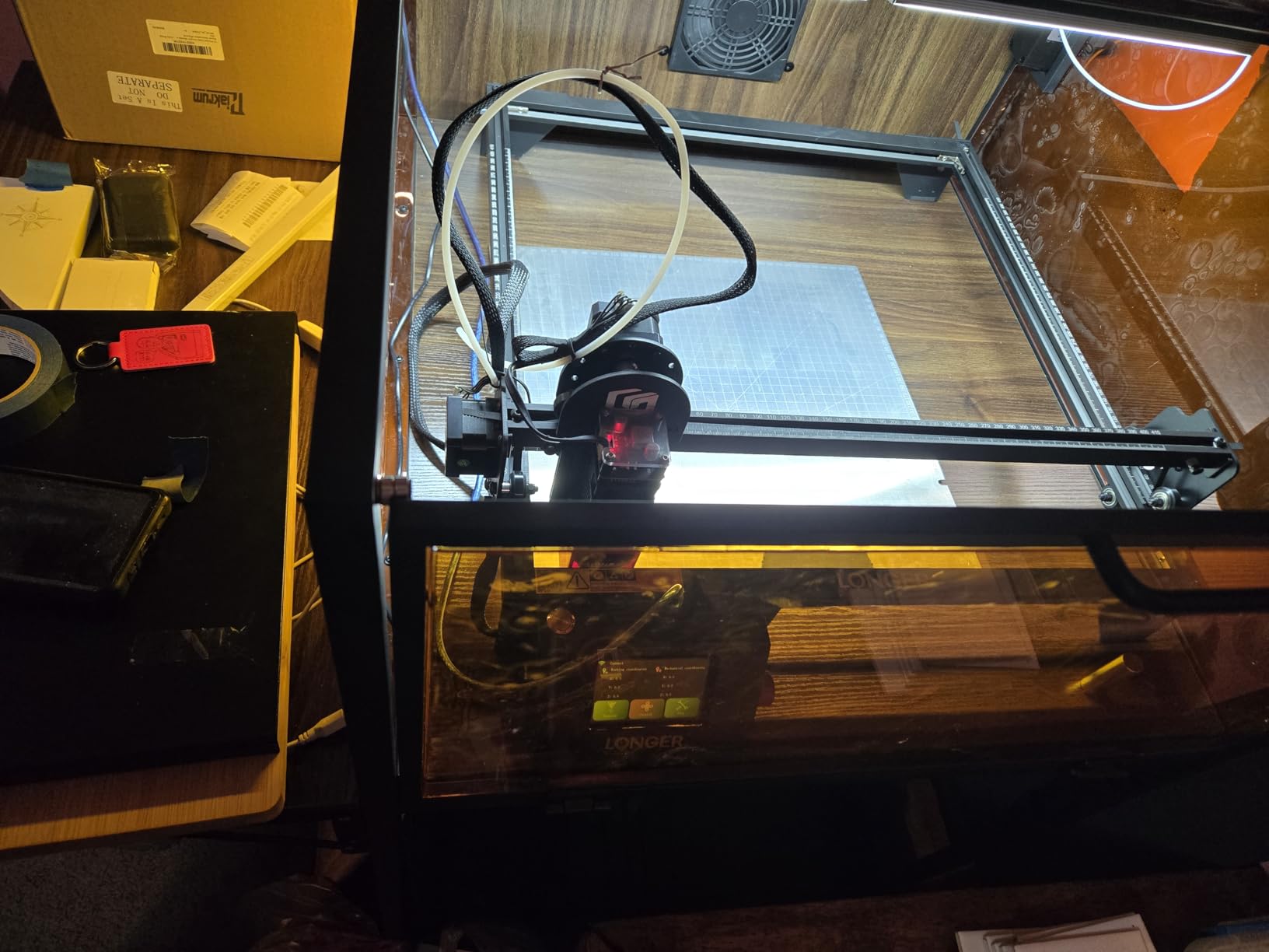 Laser Engraver Enclosure Cabinet with Exhaust, Laser Engraving Table with Ventilation Fan, Heavy Duty Laser Cutter Protective Cover Tent customer photo 1