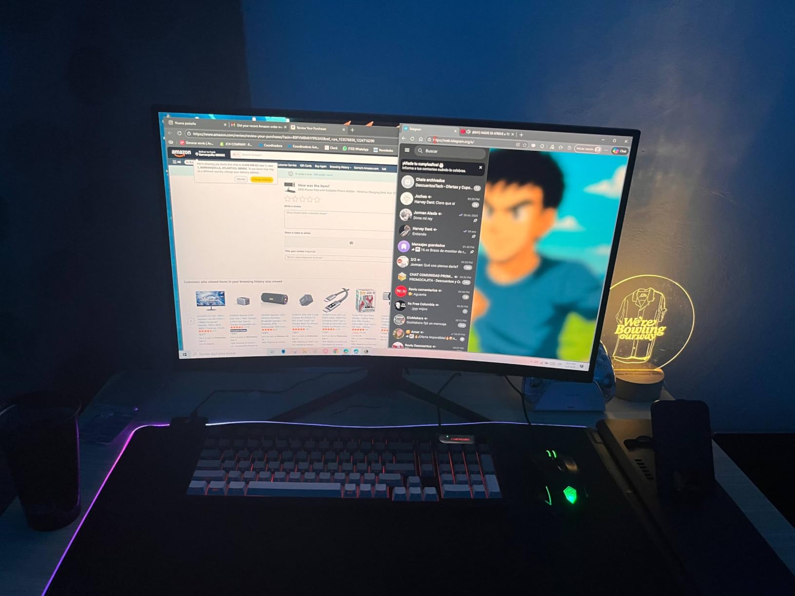 KDD Mouse Pad with Foldable Phone Holder - Wireless Charging Desk Mat 15W Fast - RGB Gaming Mousepad with Ultra-Smooth Surface, Non-Slip Base customer photo 1