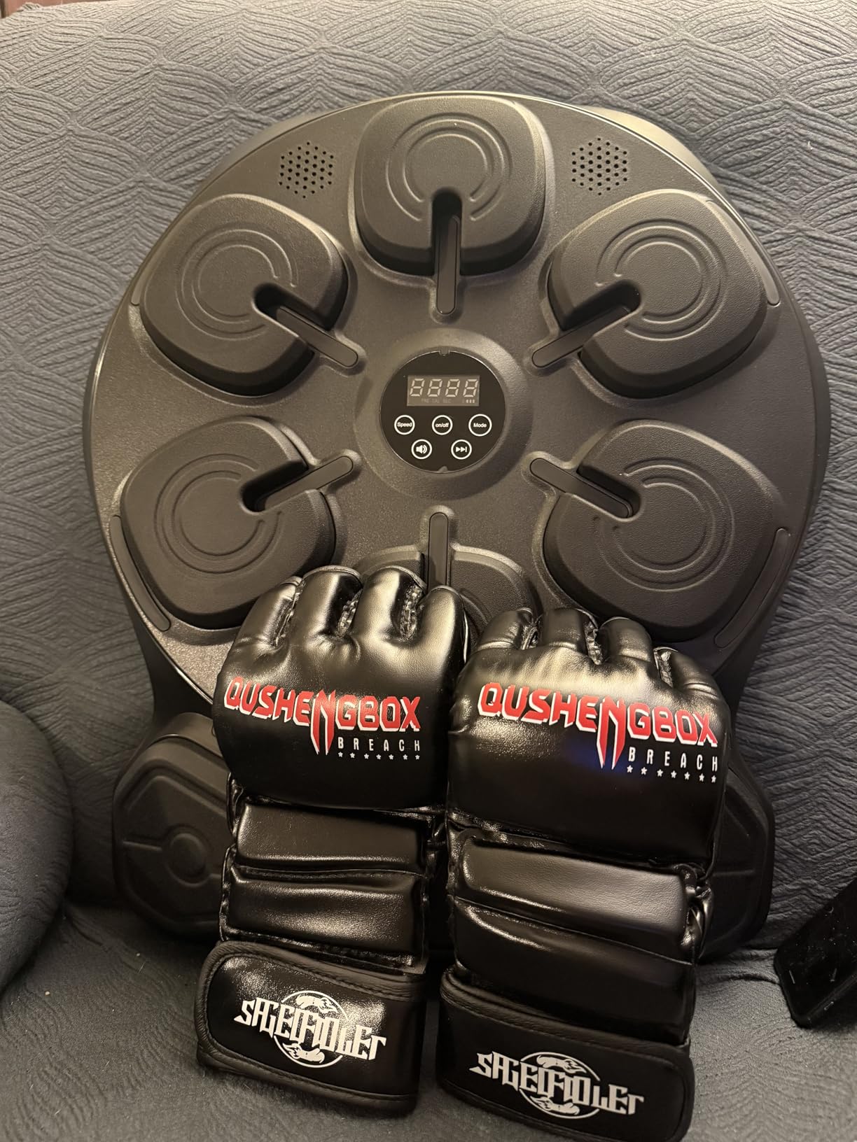 Smart Music Boxing Machine with LED Lights & Bluetooth Speaker - Interactive Punching Bag for Fitness, Rhythm Training & Stress Relief - Home Gym Equipment for Adults and Child with 8 Hitting Points customer photo 1