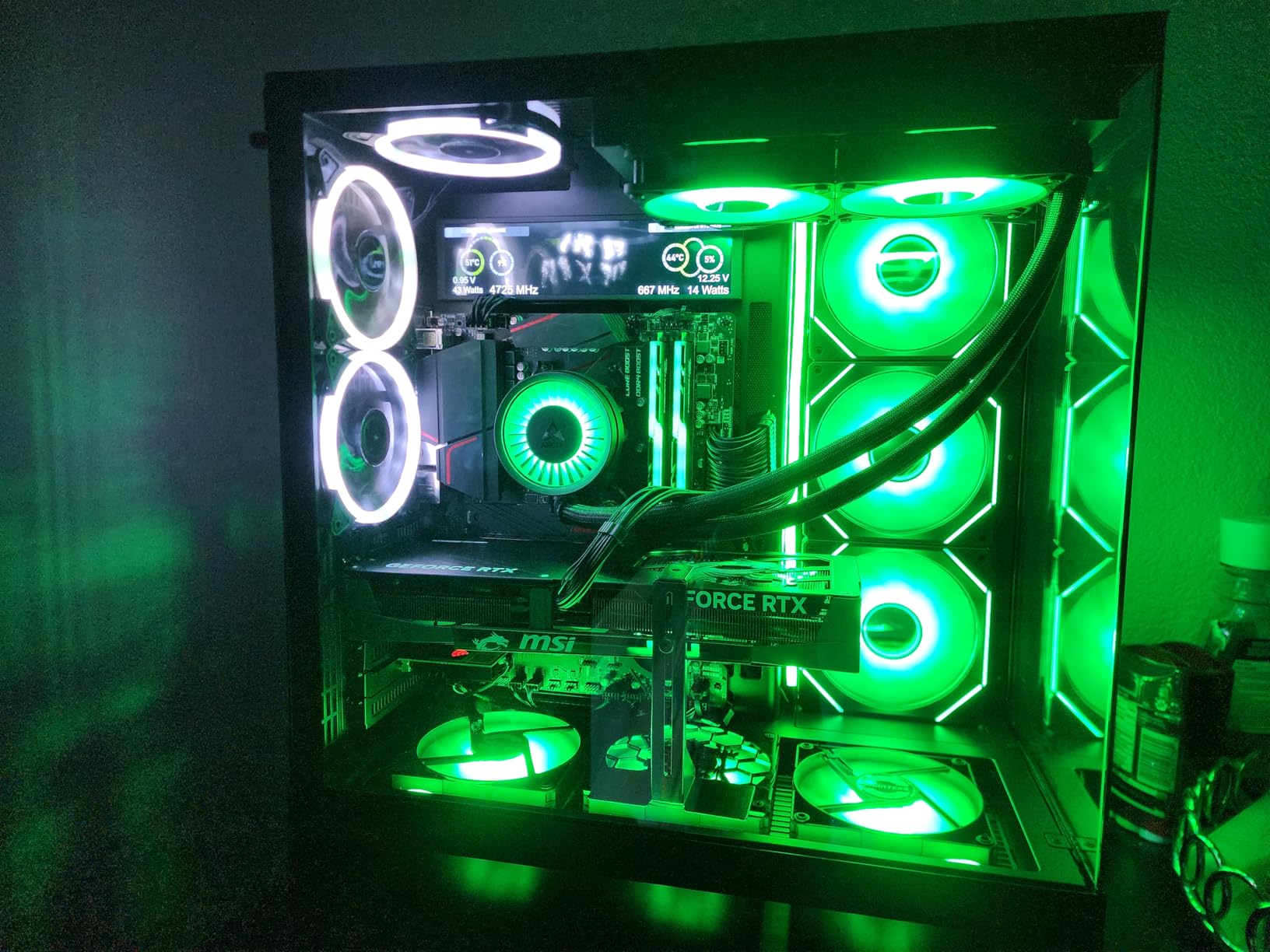 H2 (2026) HYXN ATX PC Case, Pre-installed 8 PWM ARGB Fans, Large Dual-Chamber ATX Mid-Tower Airflow Computer Case, Gaming PC Case, 420mm Radiator Support, Type-C 3.2 (Black RGB) customer photo 2