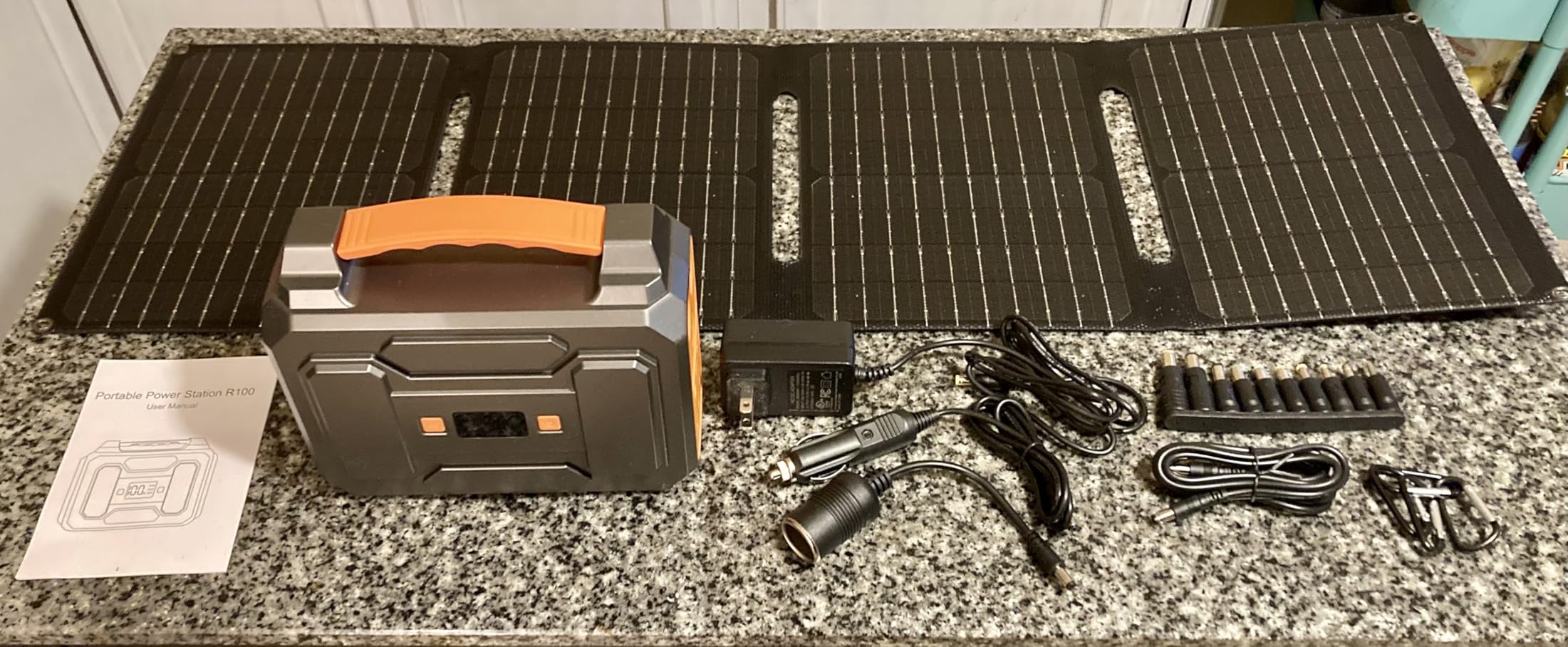 Solar Powered Generator 200W Peak/100W Rated, Portable Solar Generator Power Station with Solar Panels 40W Included, 146Wh Solar Power Bank with AC Outlet 110V for Home Use Camping Outdoor Adventure customer photo 2