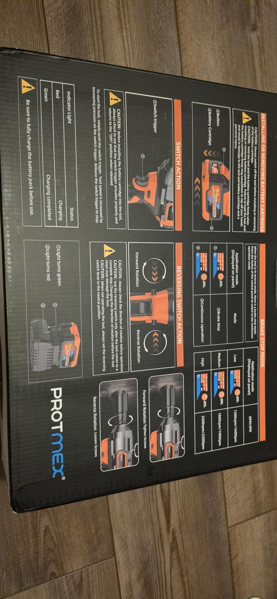 Protmex 1107Ft-lbs(1500N.m) Impact Wrench, 1/2