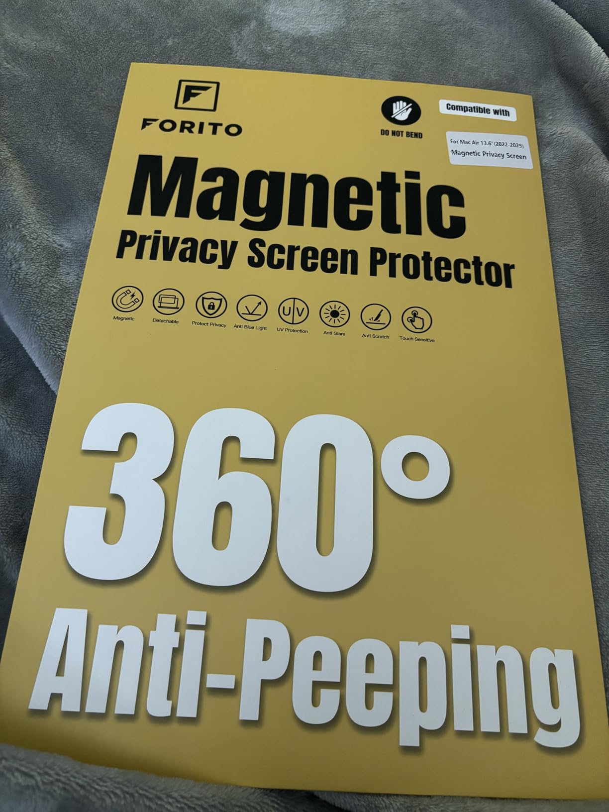 F FORITO Magnetic Laptop Privacy Screen 15.6 inch 16:9, 360° Anti Peeping Removable Anti Glare Blue Light Filter customer photo 2