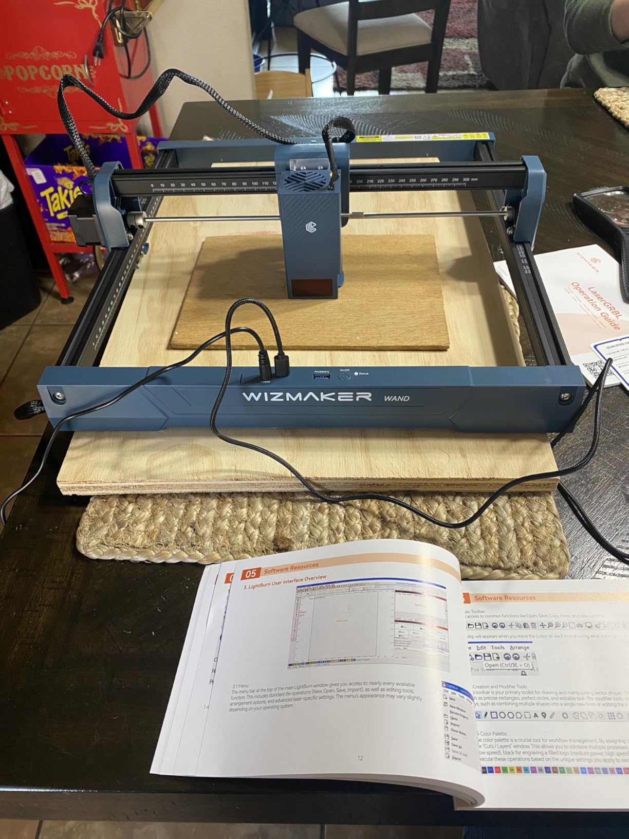 WIZMAKER Wand 12W Laser Engraver, 300×300mm High-Power Diode Laser Cutter for Wood, Leather, Paper, MDF, Felt, Coated Metals, Dark Acrylic, DIY, Small Business Projects customer photo 1