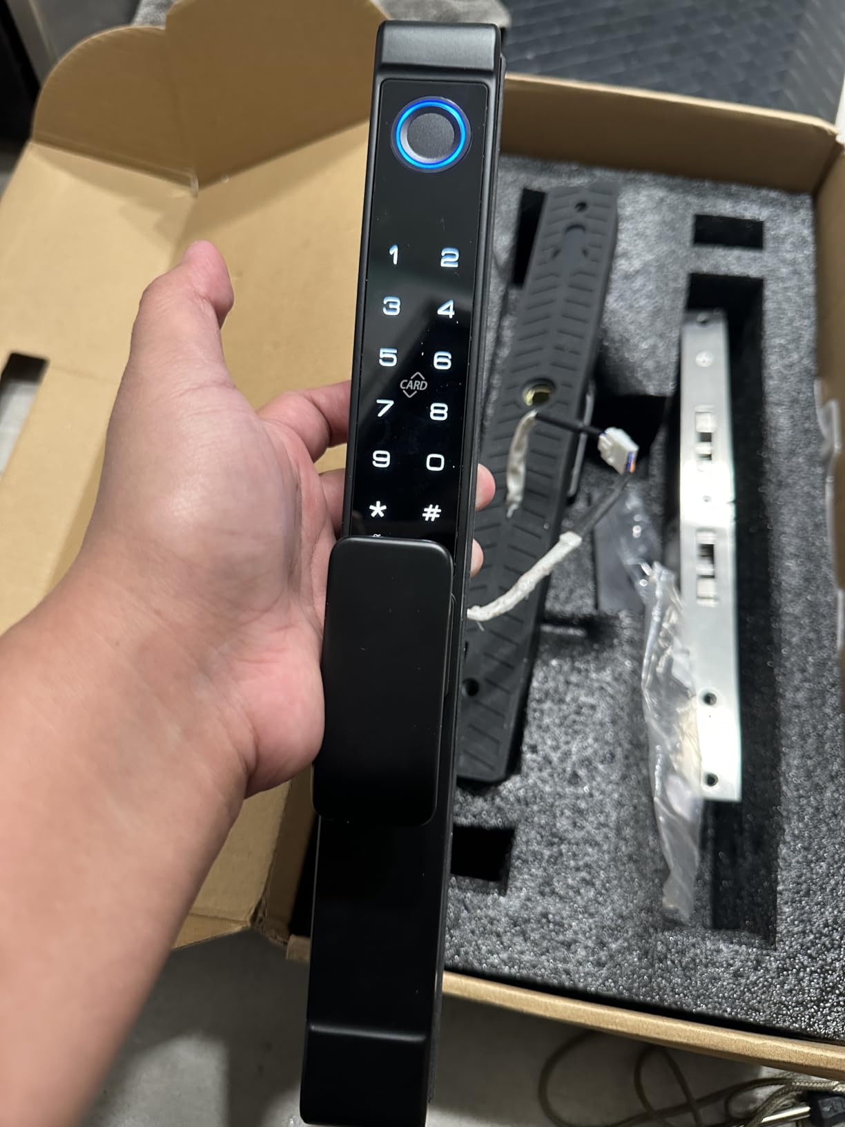 Sliding Door Smart Lock, Eseesmart Sliding Glass Door Lock with Fingerprint, Smart Mortise Lock with APP IC Card Code Keys, Patio Door Double Hook 2085 Mortise Lock Set with Handle customer photo 1