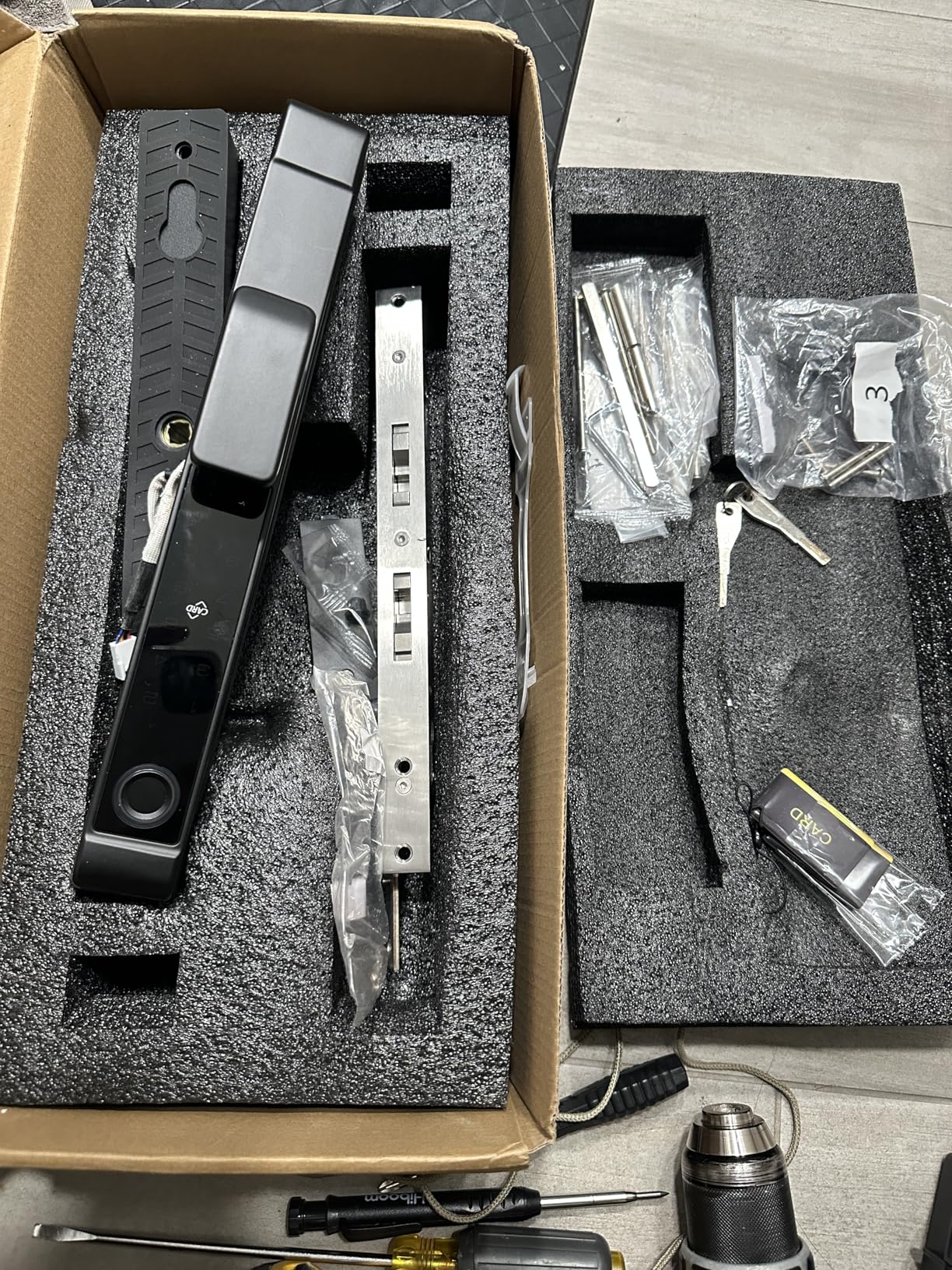 Sliding Door Smart Lock, Eseesmart Sliding Glass Door Lock with Fingerprint, Smart Mortise Lock with APP IC Card Code Keys, Patio Door Double Hook 2085 Mortise Lock Set with Handle customer photo 2