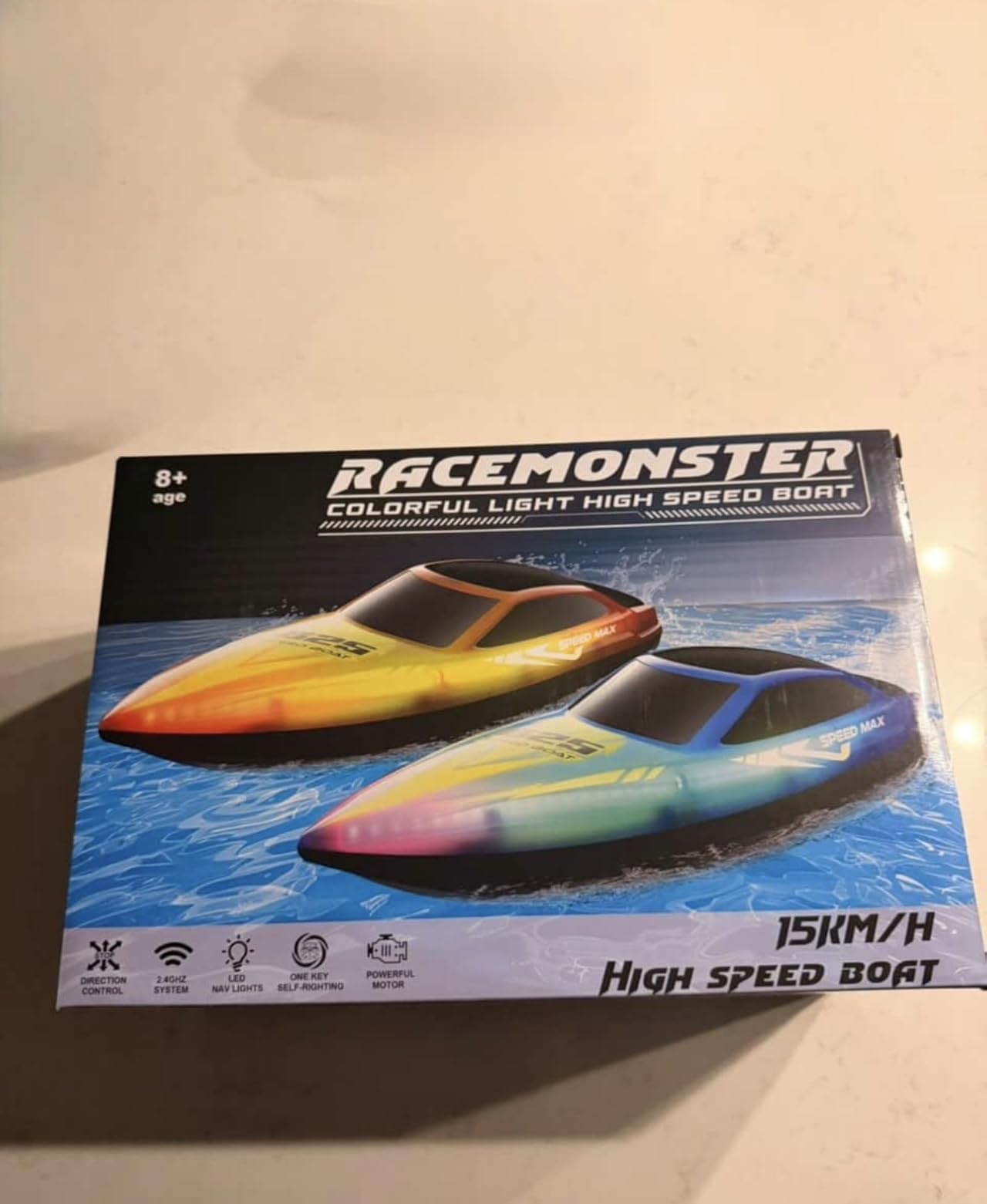 Remote Control Boat for Kids, RC Boat for Pool, Lake, River and Pond with LED Lights, Self-Righting, Waterproof customer photo 1