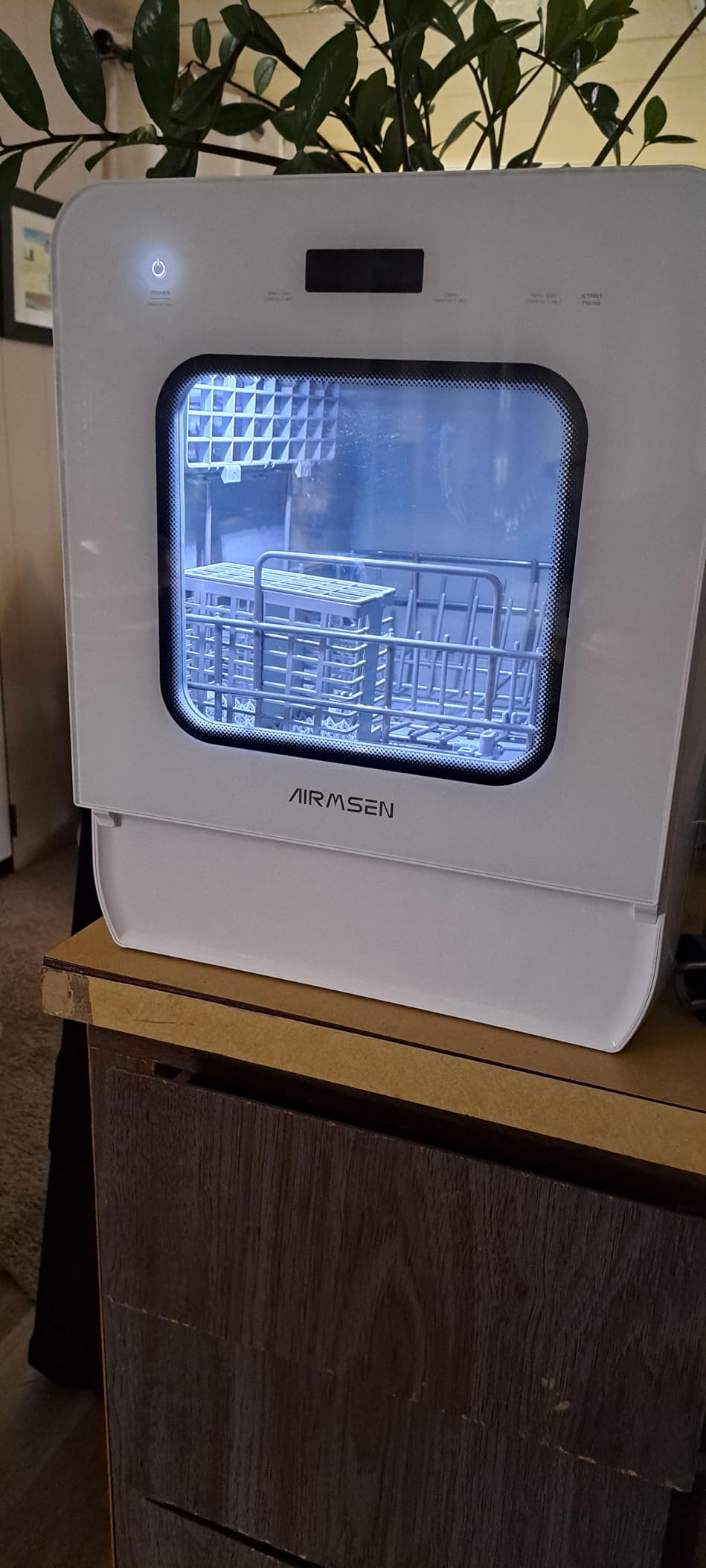 AIRMSEN Large Slim Countertop Dishwasher with Complete 2-Level Rack, Portable Dishwashers with 5L Built-in Water Tank, 3-Spray Arms & 12H Delay Start customer photo 2