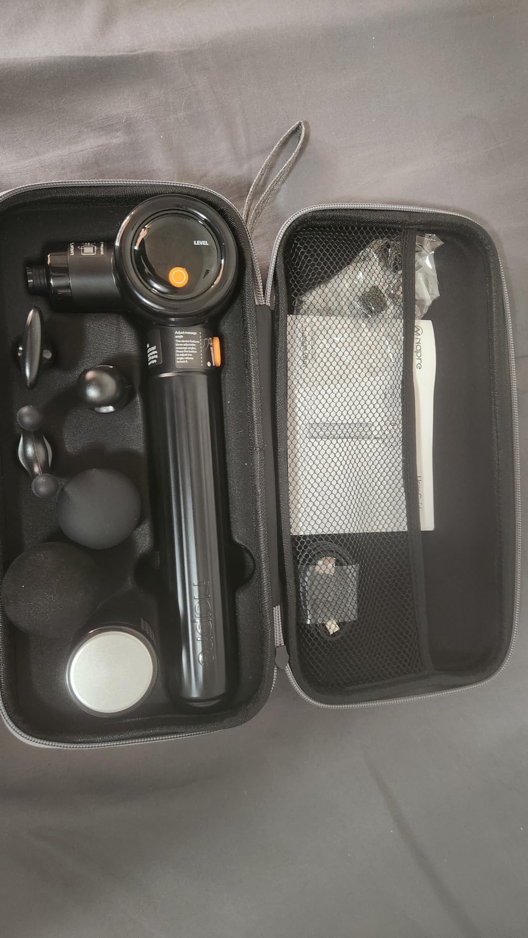 NAPRE Massage Gun with Heat and Cold, Massage Gun Deep Tissue with Extension Handle & 3 Adjustable Angles, Handheld Percussion Back Massager for Muscle/Neck/Body Pain Relief with Case, Black customer photo 1