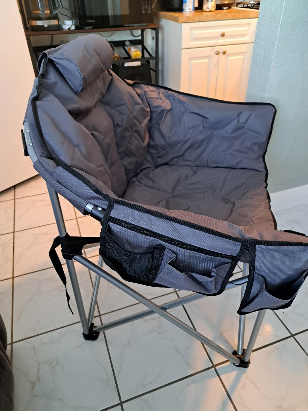 Suteck Oversized Camping Chairs for Adults - Heavy Duty Padded Camping Chair Folding Lawn XL Camp Chair with Cup Holders for Outdoor Sports Beach Fishing, Support to 500 lbs customer photo 1