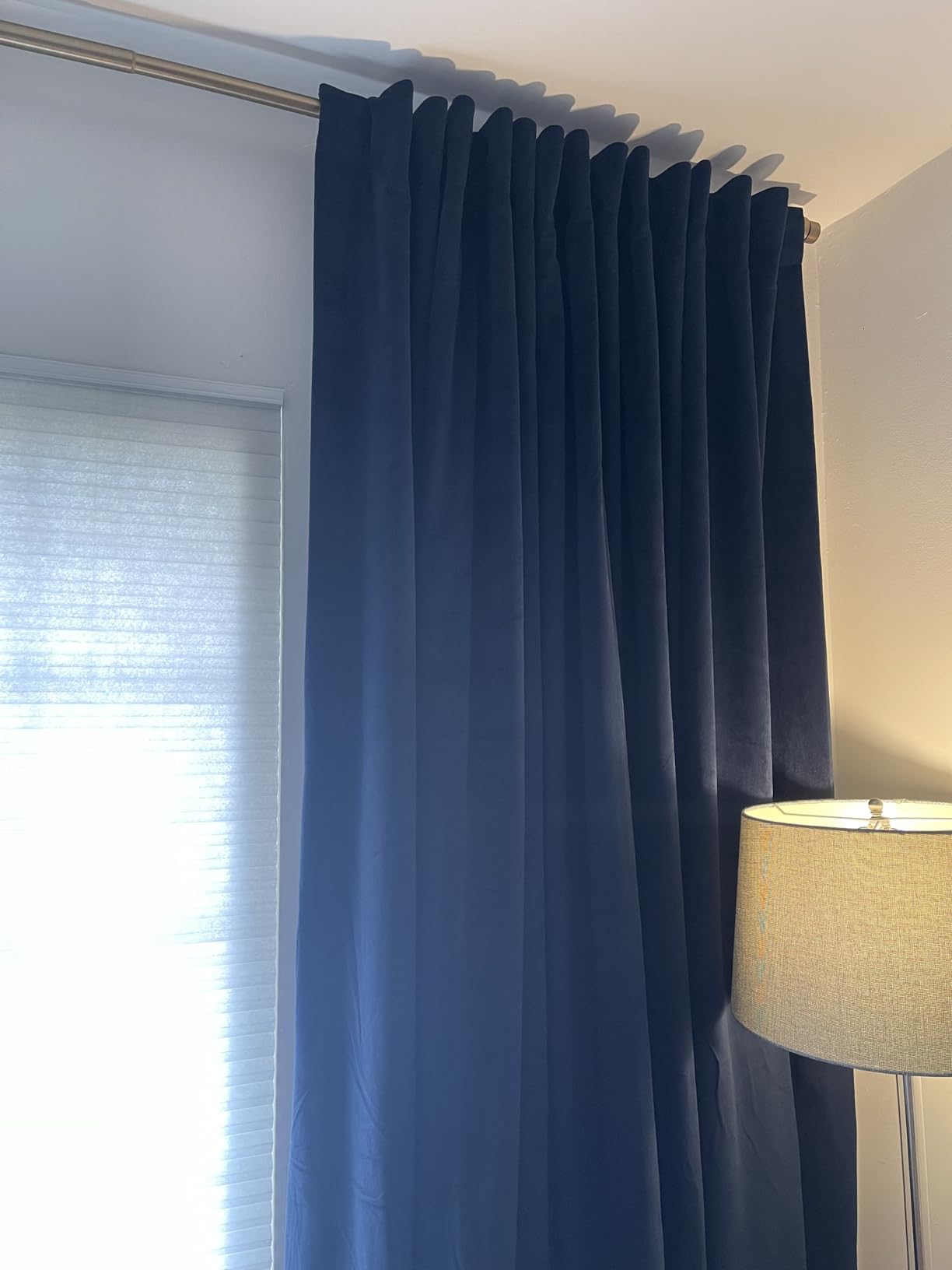HPD Half Price Drapes Signature Velvet Thermal Blackout Curtains for Living Room 96 Inch Long (1 Panel) Rod Pocket Insulated Blackout Curtains for Bedroom Window Curtains, 50W x 96L, Hunter Green customer photo 1