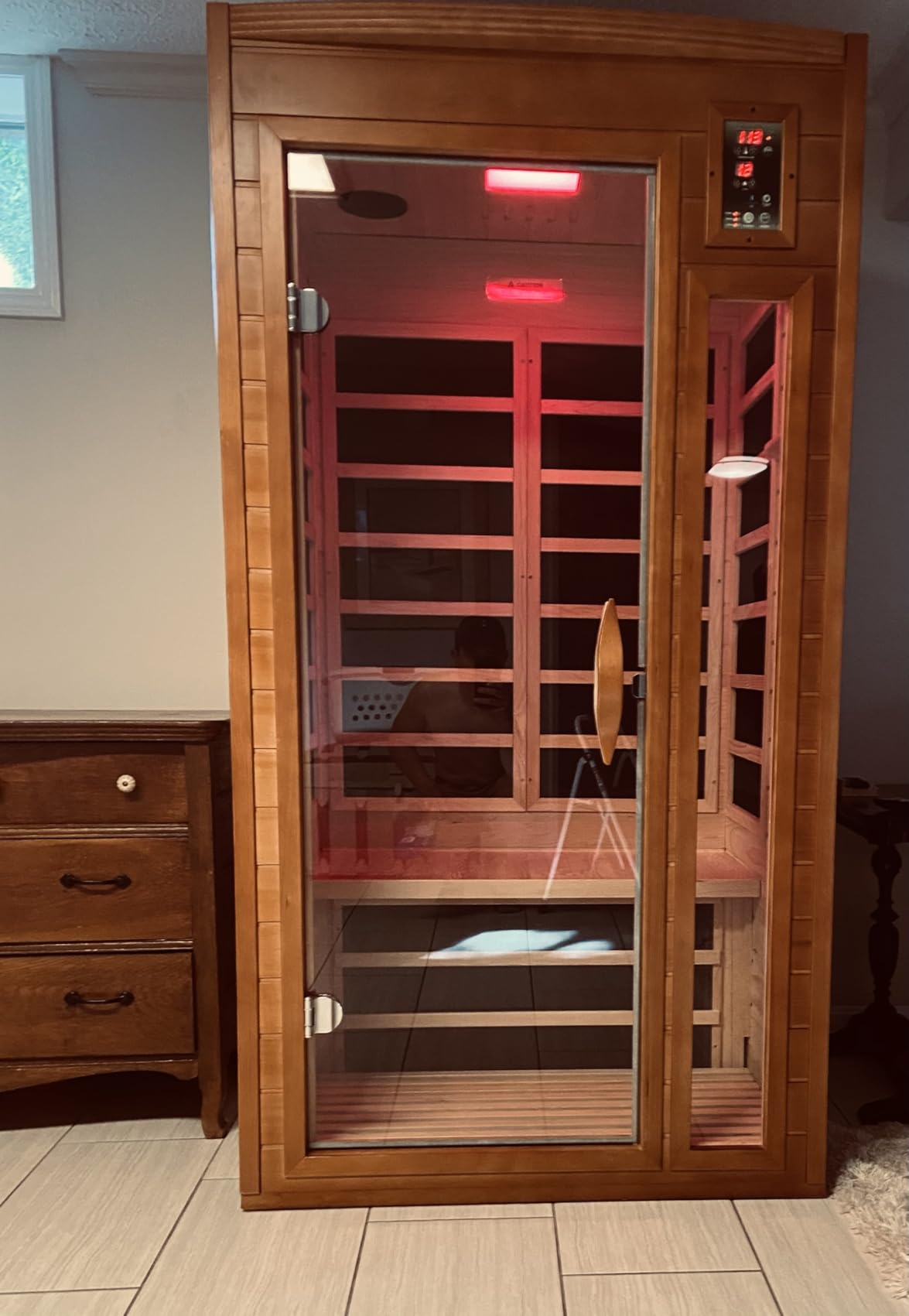 DYNAMIC SAUNAS Barcelona 1- to 2-Person Low EMF FAR Infrared Sauna with Red Light Therapy & Bluetooth Speakers | Personal Indoor Dry Heat Sauna for Home & Gym - Made from Canadian Hemlock customer photo 1
